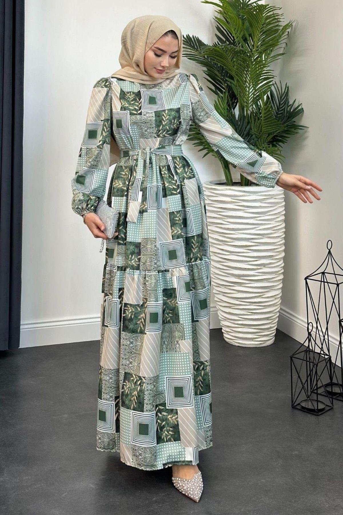 Bahar Desenli Elbise Mint, Fiyatları 