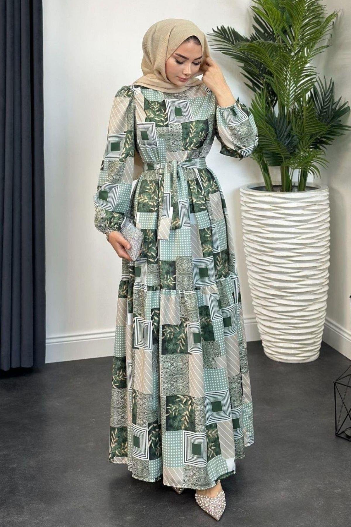 Bahar Desenli Elbise Mint, Fiyatları 