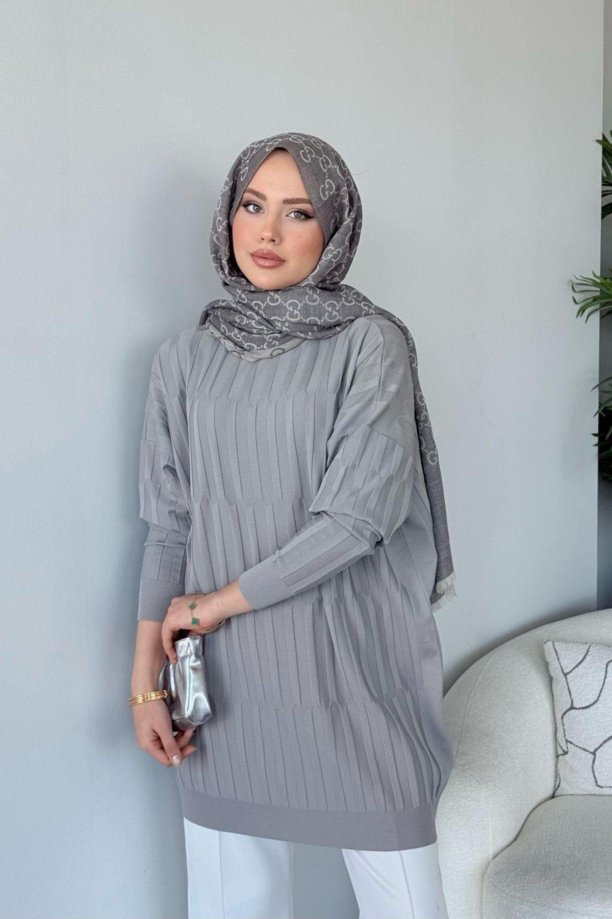 Baklava Desen Tunik Gri, Fiyatları Baklava Desen Tunik Gri - Haza Moda 