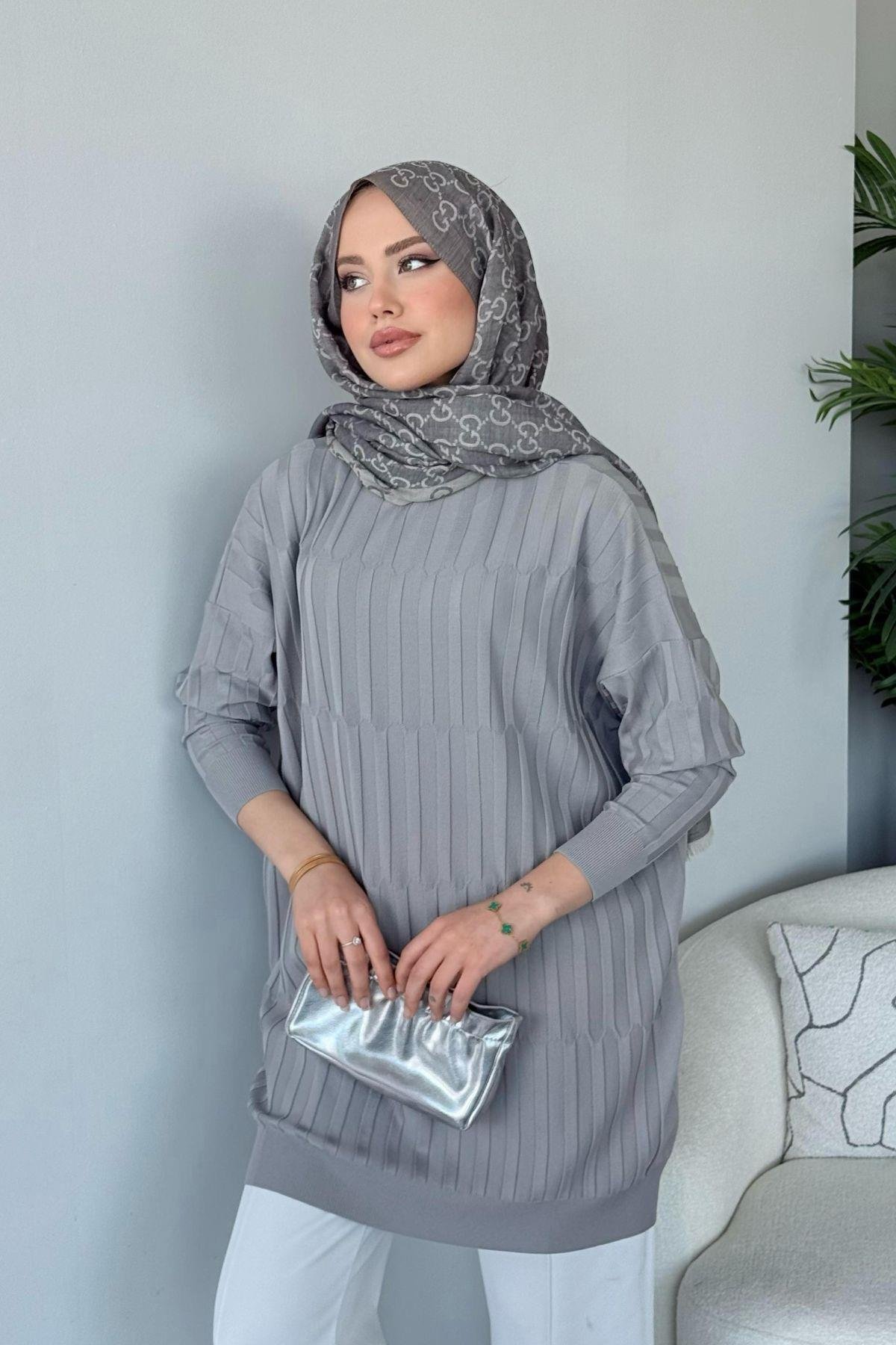 Baklava Desen Tunik Gri, Fiyatları Baklava Desen Tunik Gri - Haza Moda 