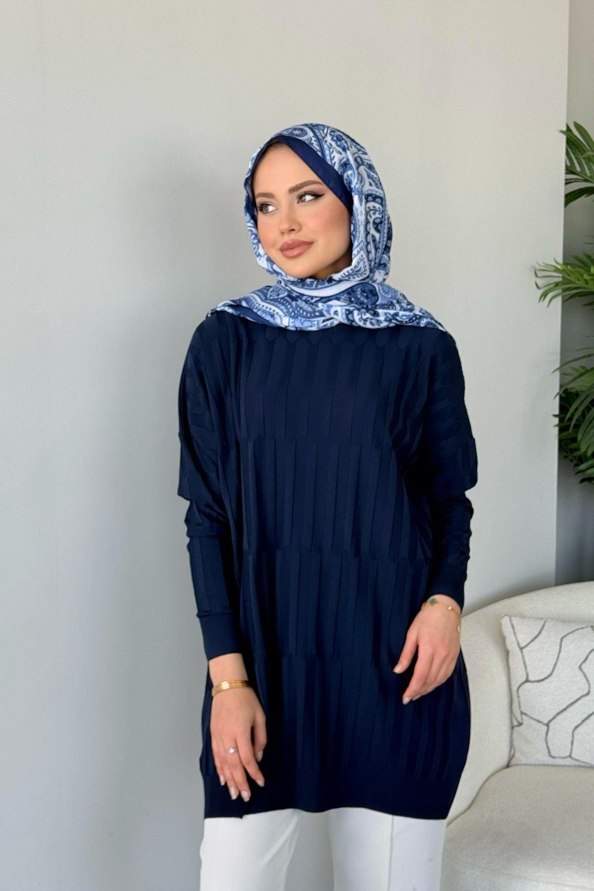 Baklava Desen Tunik Lacivert, Fiyatları Baklava Desen Tunik Lacivert- Haza Moda 