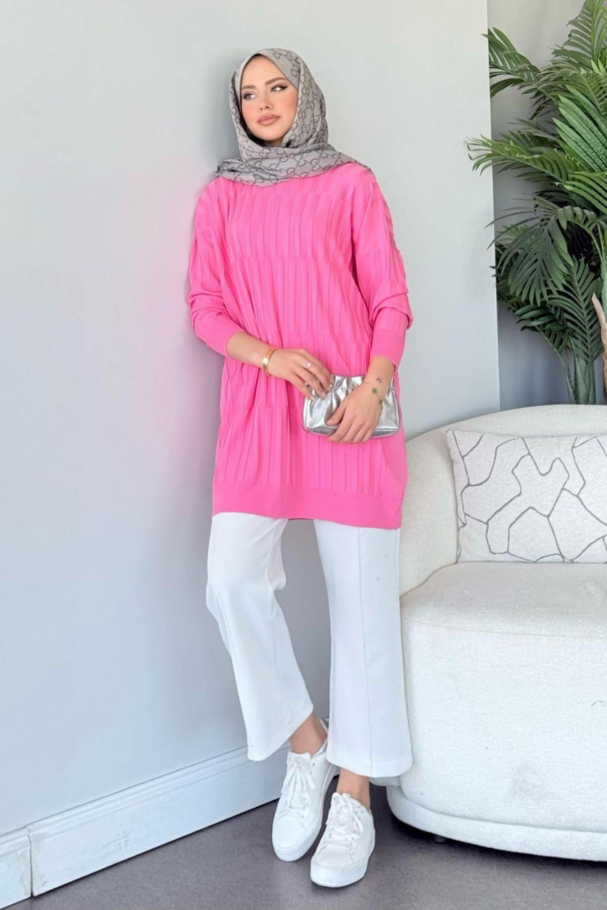 Baklava Desen Tunik Pembe, Fiyatları Baklava Desen Tunik Pembe - Haza Moda 