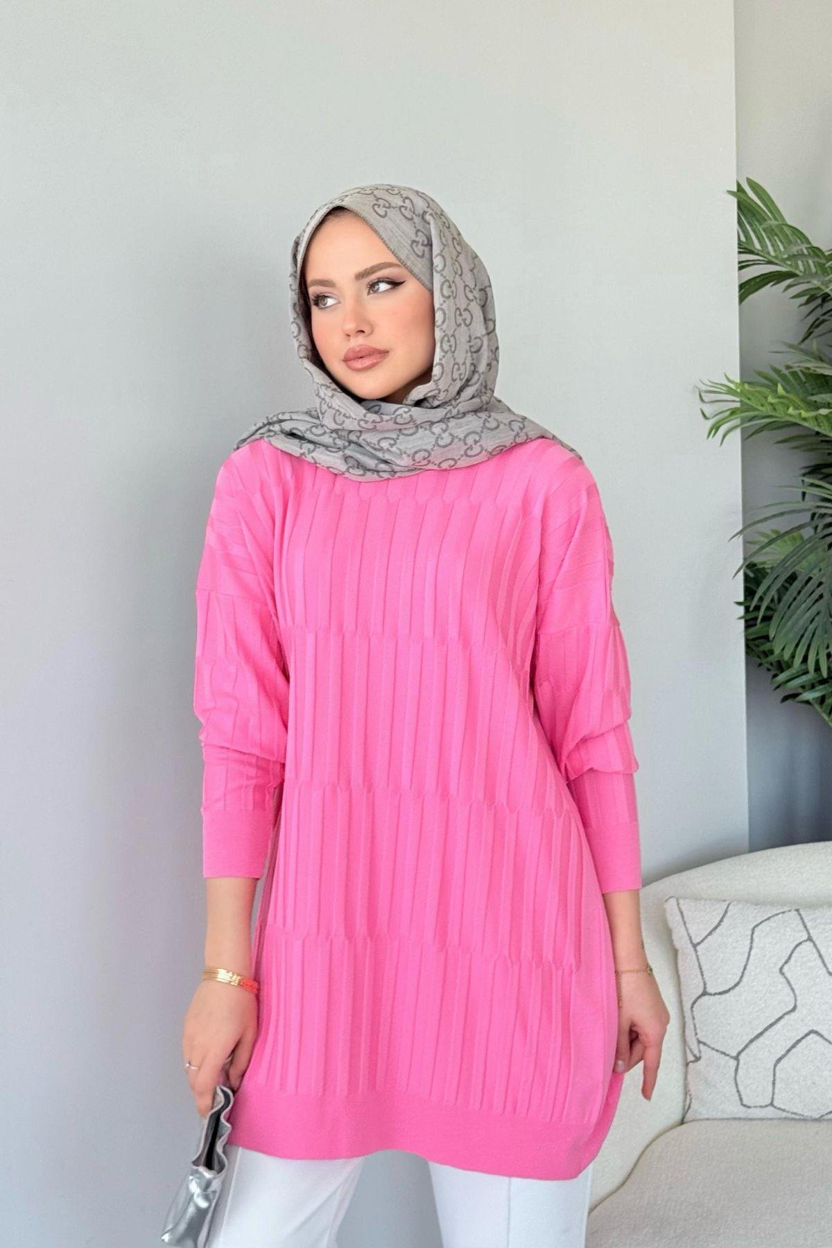 Baklava Desen Tunik Pembe, Fiyatları Baklava Desen Tunik Pembe - Haza Moda 