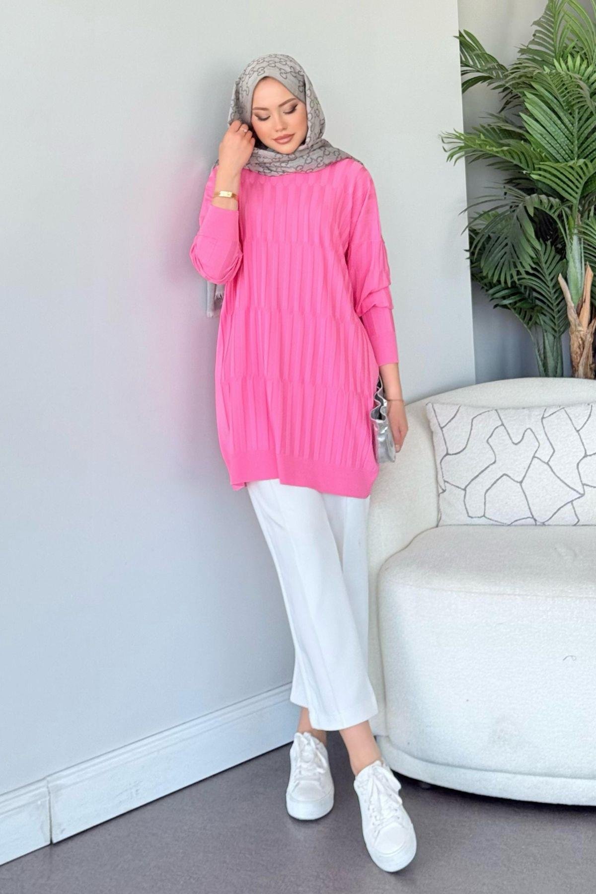 Baklava Desen Tunik Pembe, Fiyatları Baklava Desen Tunik Pembe - Haza Moda 