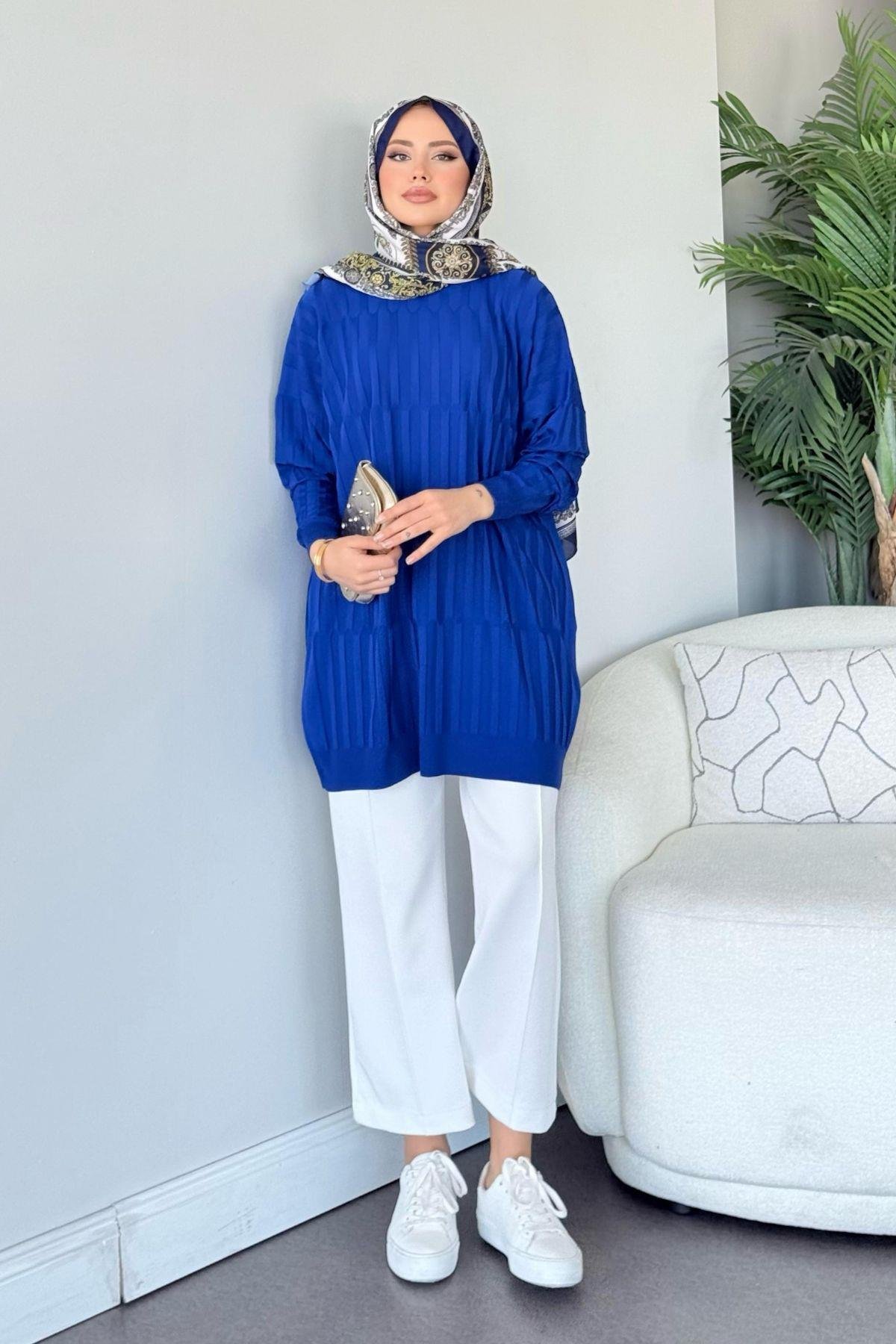 Baklava Desen Tunik Saks, Fiyatları Baklava Desen Tunik Saks - Haza Moda 