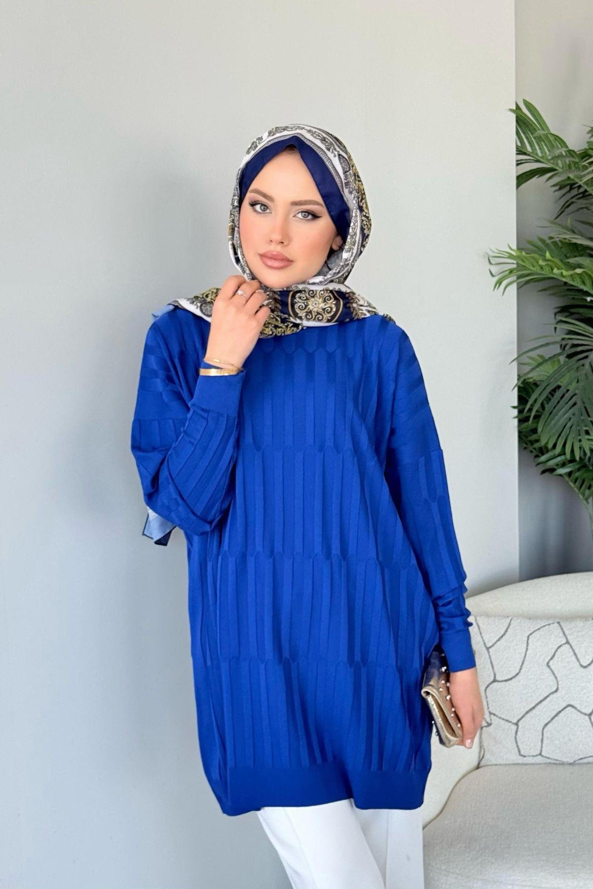 Baklava Desen Tunik Saks, Fiyatları Baklava Desen Tunik Saks - Haza Moda 