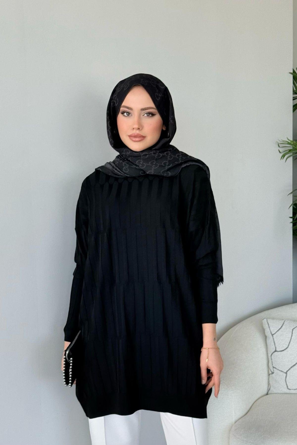 Baklava Desen Tunik Siyah, Fiyatları Baklava Desen Tunik Siyah - Haza Moda 