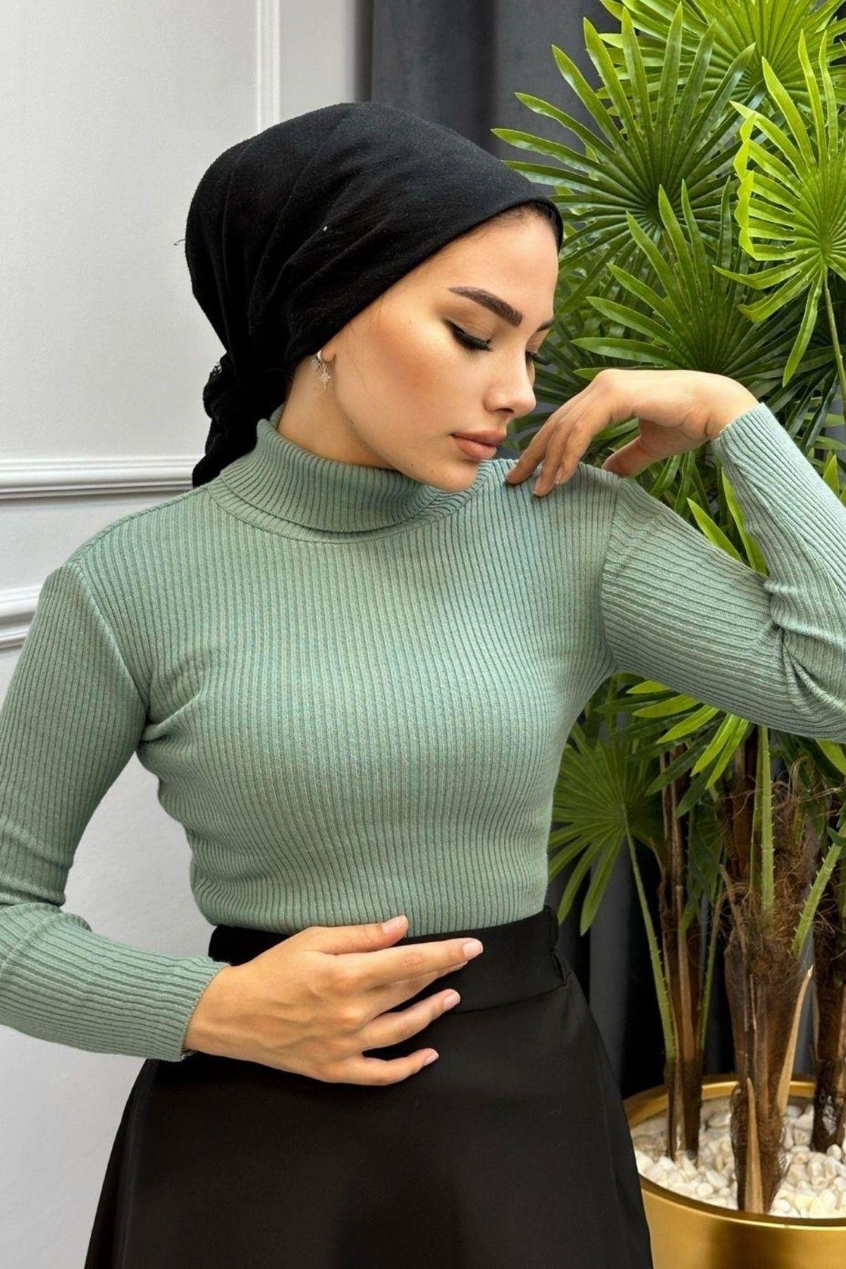 Balıkçı Triko Kazak Mint, Fiyatları Balıkçı Triko Kazak Mint – Haza Moda | Tesettür Giyim