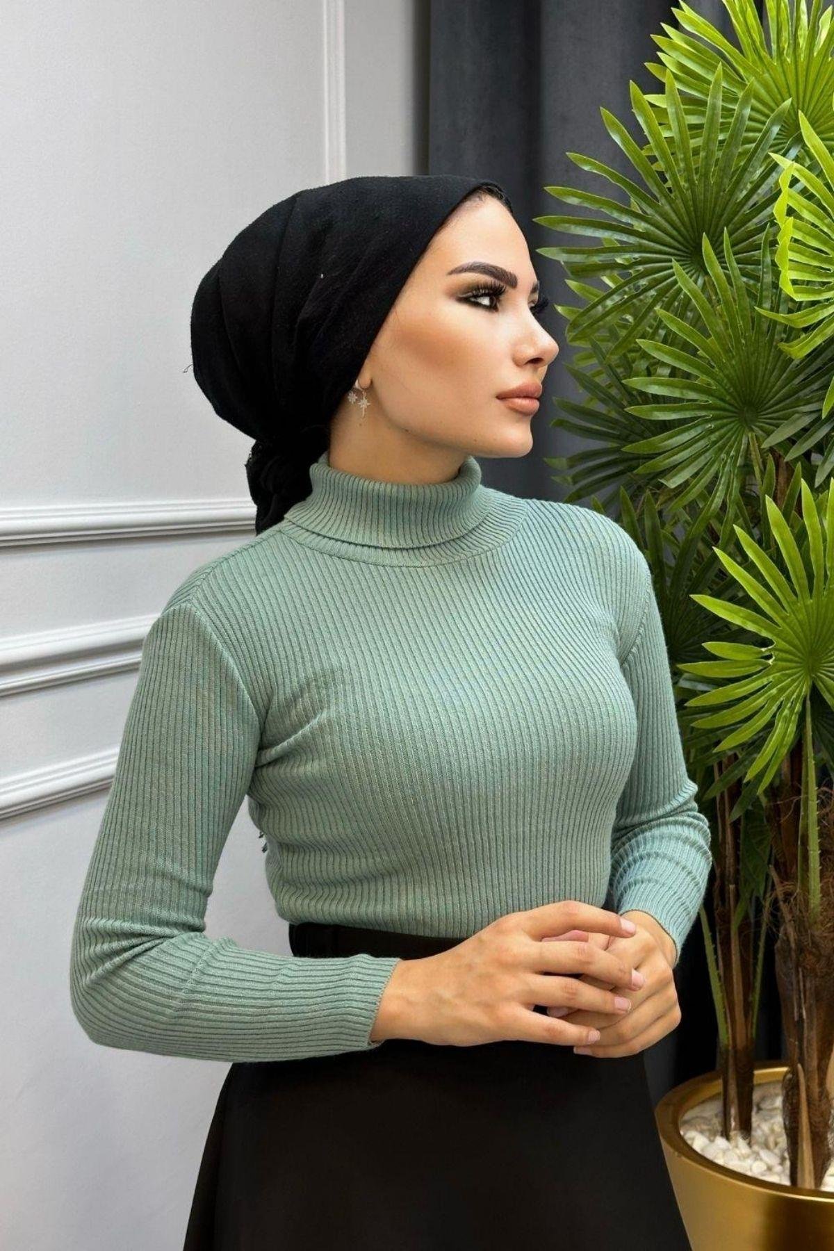 Balıkçı Triko Kazak Mint, Fiyatları Balıkçı Triko Kazak Mint – Haza Moda | Tesettür Giyim