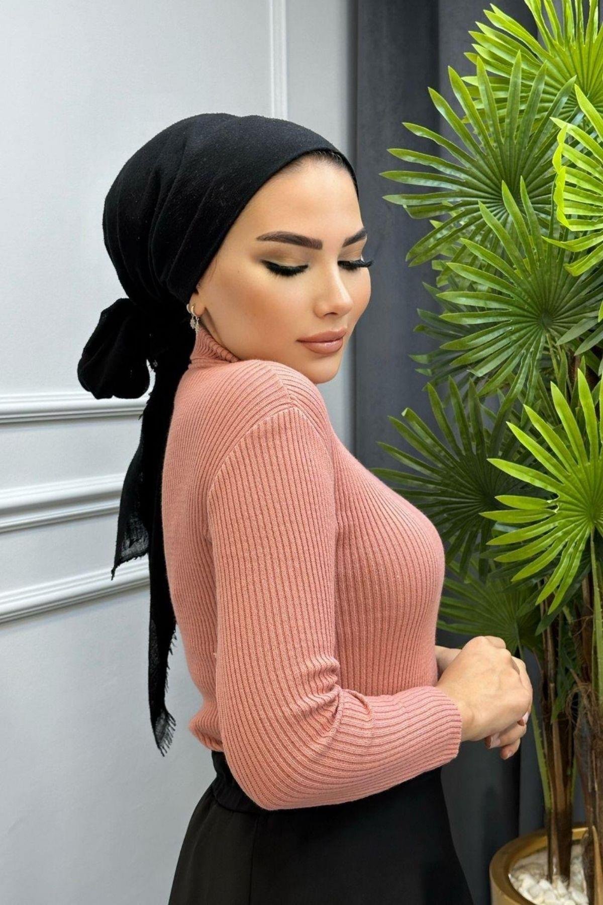 Balıkçı Triko Kazak Pudra, Fiyatları Balıkçı Triko Kazak Pudra  – Haza Moda | Tesettür Giyim