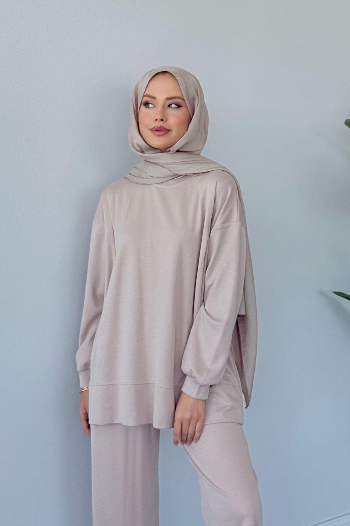 Basic Pamuklu Takım Bej, Fiyatları Basic Pamuklu Takım Bej Haza Moda 