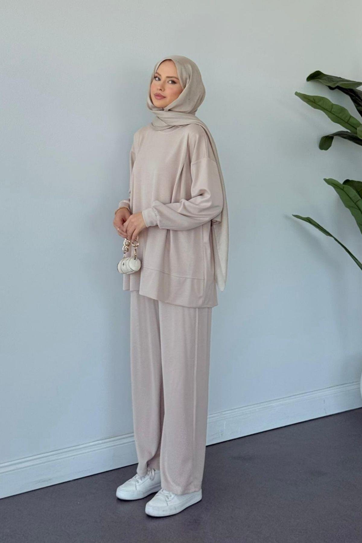 Basic Pamuklu Takım Bej, Fiyatları Basic Pamuklu Takım Bej Haza Moda 