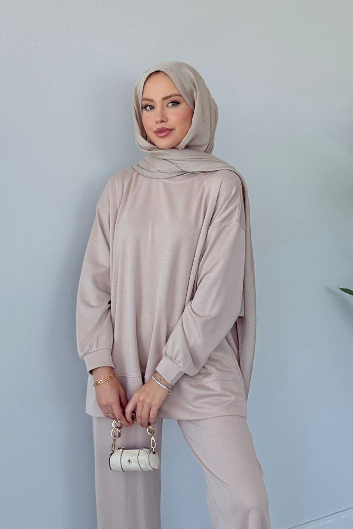 Basic Pamuklu Takım Bej, Fiyatları Basic Pamuklu Takım Bej Haza Moda 