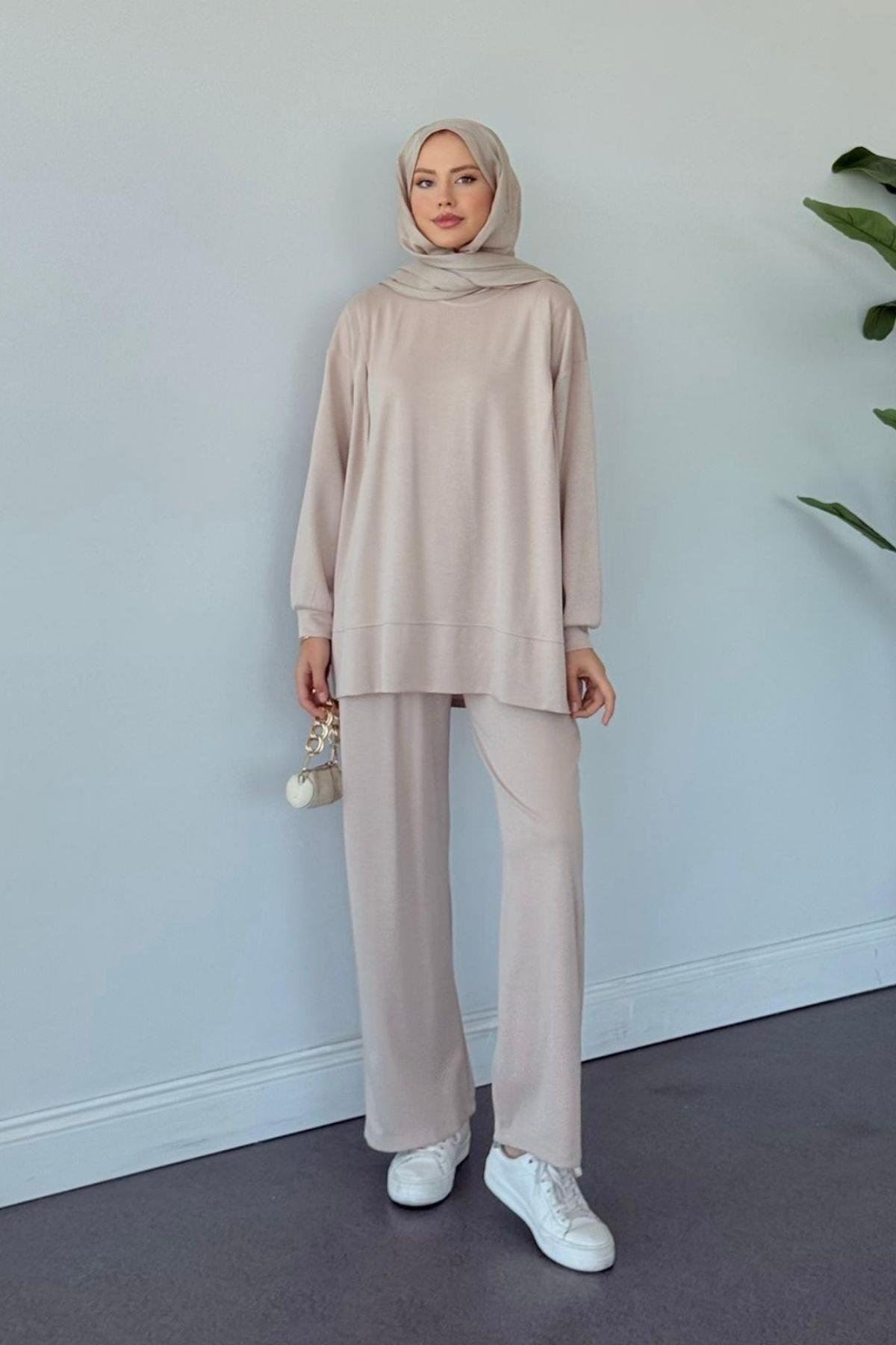 Basic Pamuklu Takım Bej, Fiyatları Basic Pamuklu Takım Bej Haza Moda 