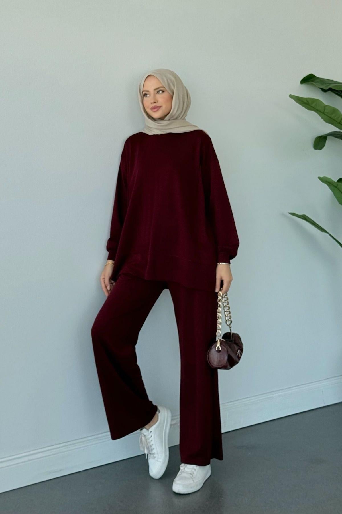 Basic Pamuklu Takım Bordo, Fiyatları Basic Pamuklu Takım Bordo Haza Moda 