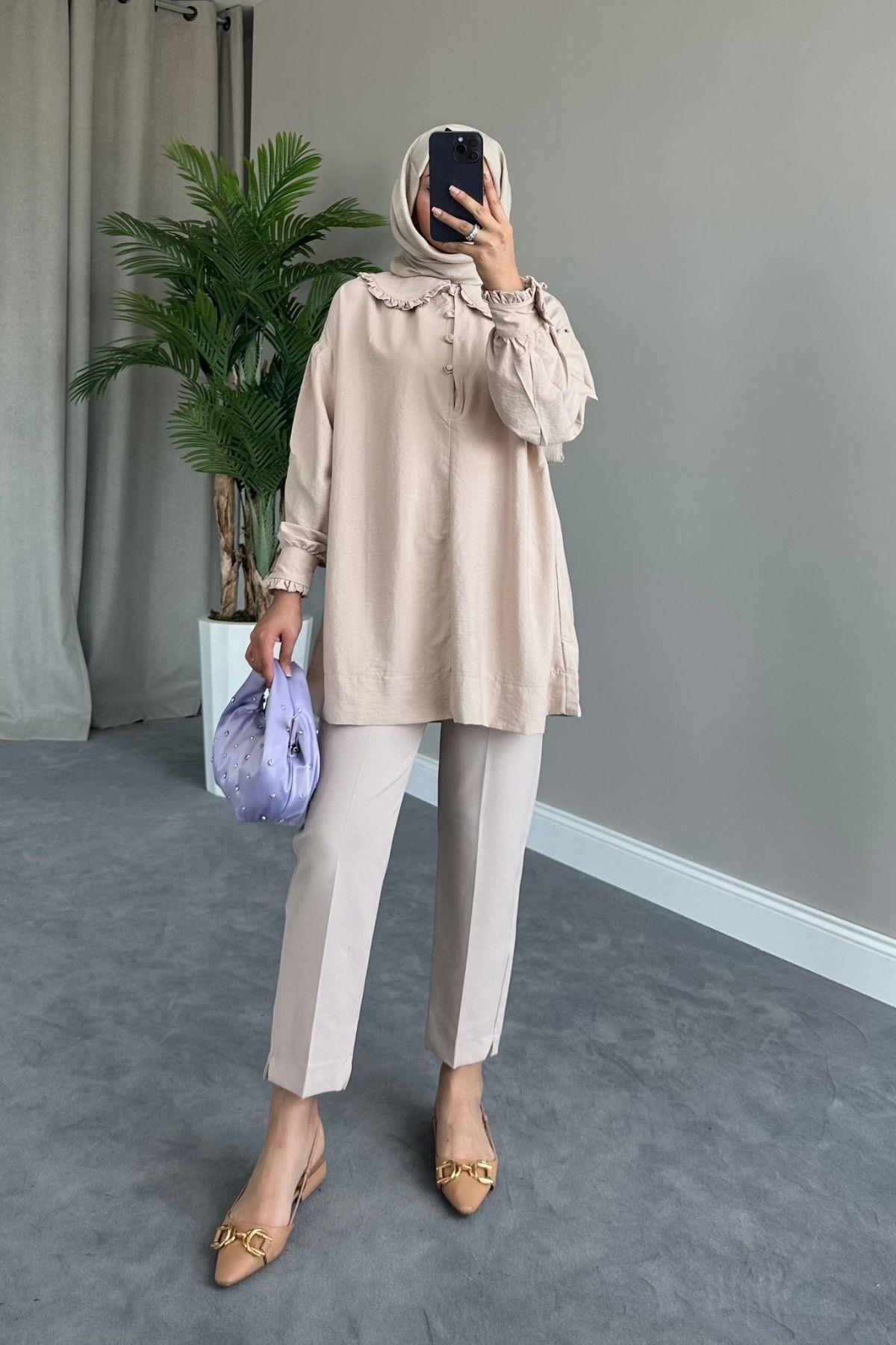 Bebe Yaka Gömlek Bej, Fiyatları 