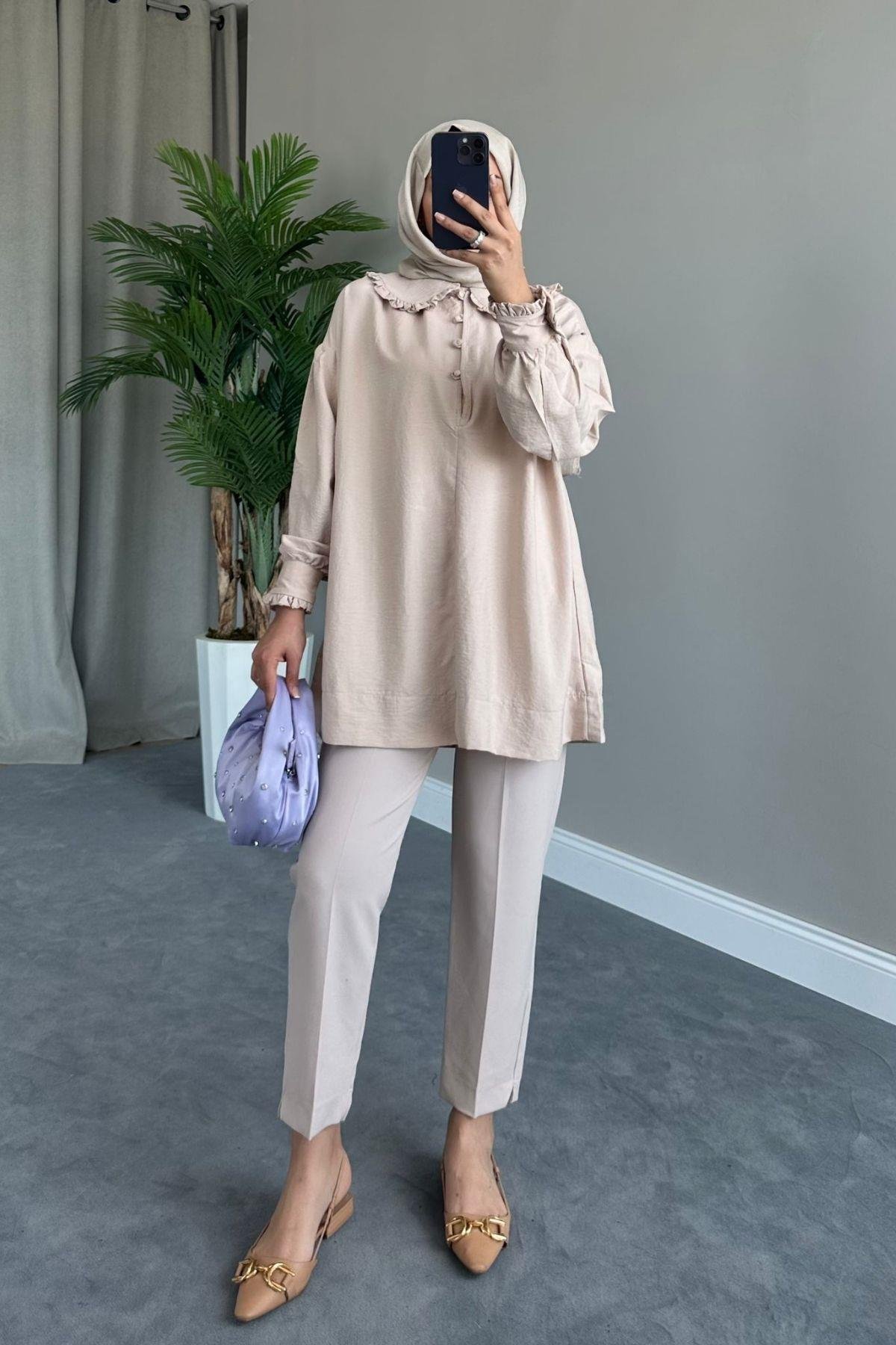 Bebe Yaka Gömlek Bej, Fiyatları 