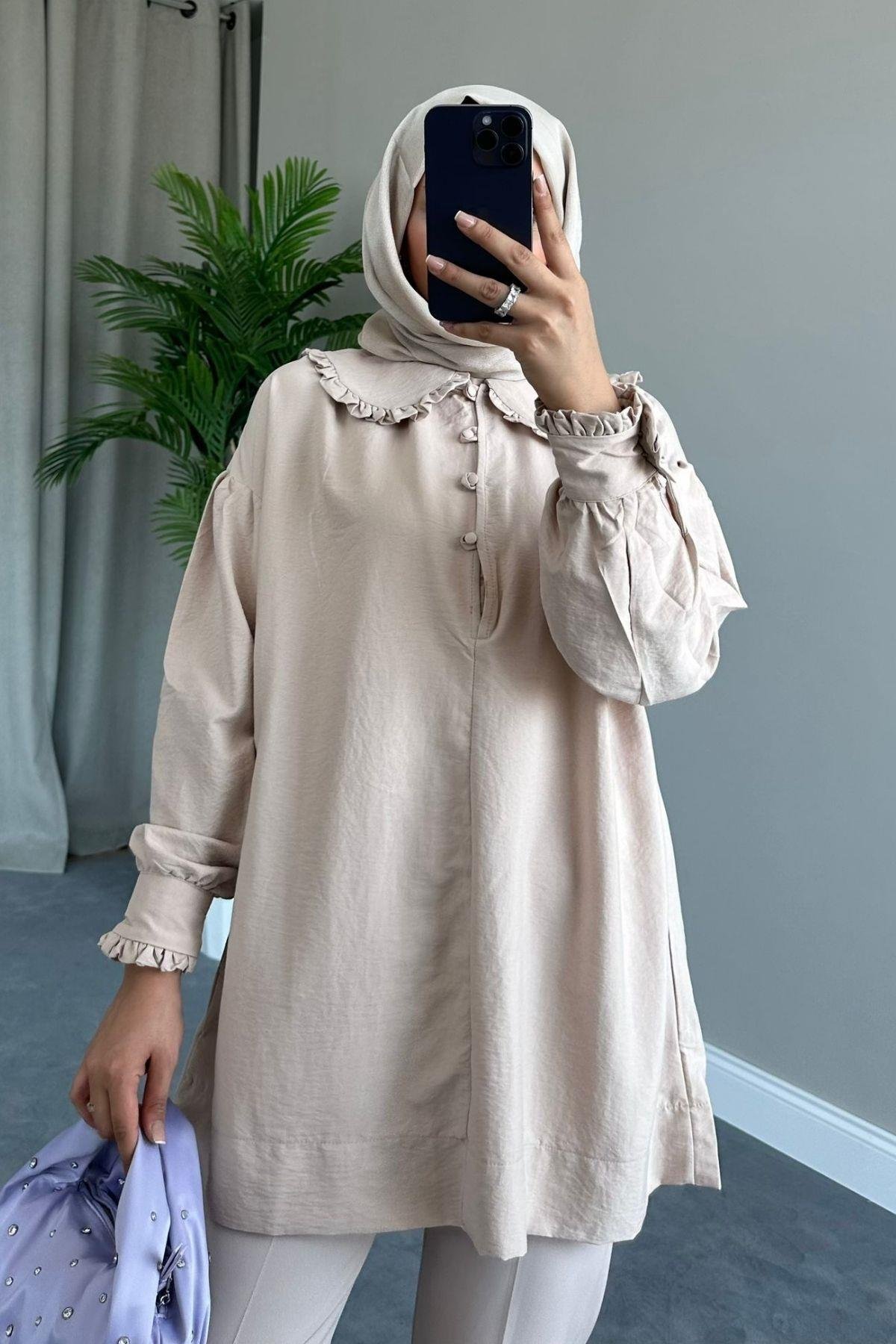 Bebe Yaka Gömlek Bej, Fiyatları 