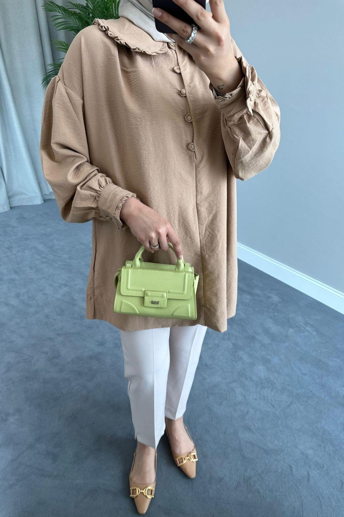 Bebe Yaka Gömlek Camel, Fiyatları 