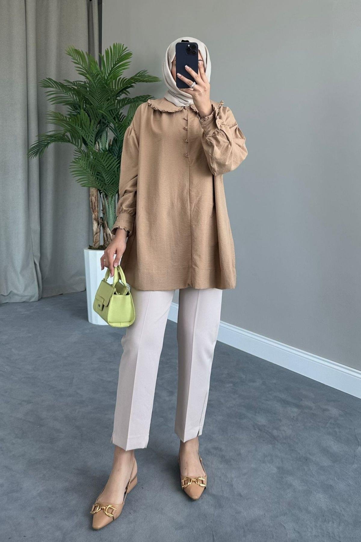 Bebe Yaka Gömlek Camel, Fiyatları 