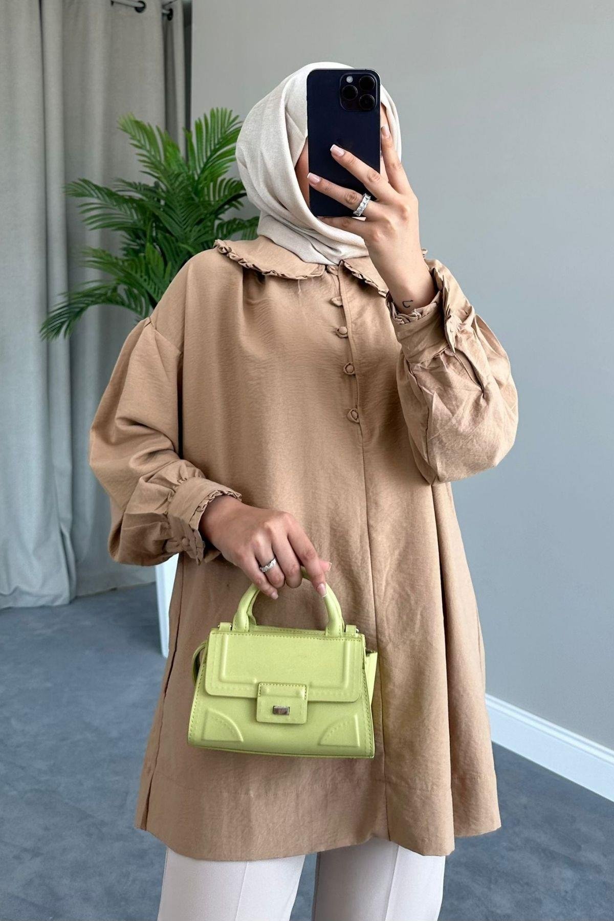 Bebe Yaka Gömlek Camel, Fiyatları 