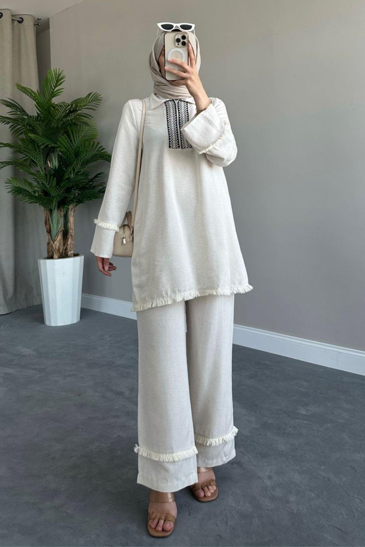 Bebe Yaka Püskül Takım Bej, Fiyatları 