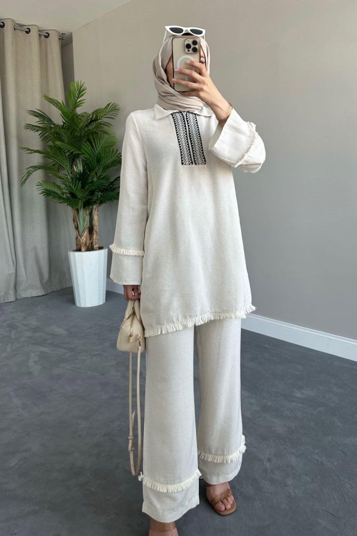 Bebe Yaka Püskül Takım Bej, Fiyatları 