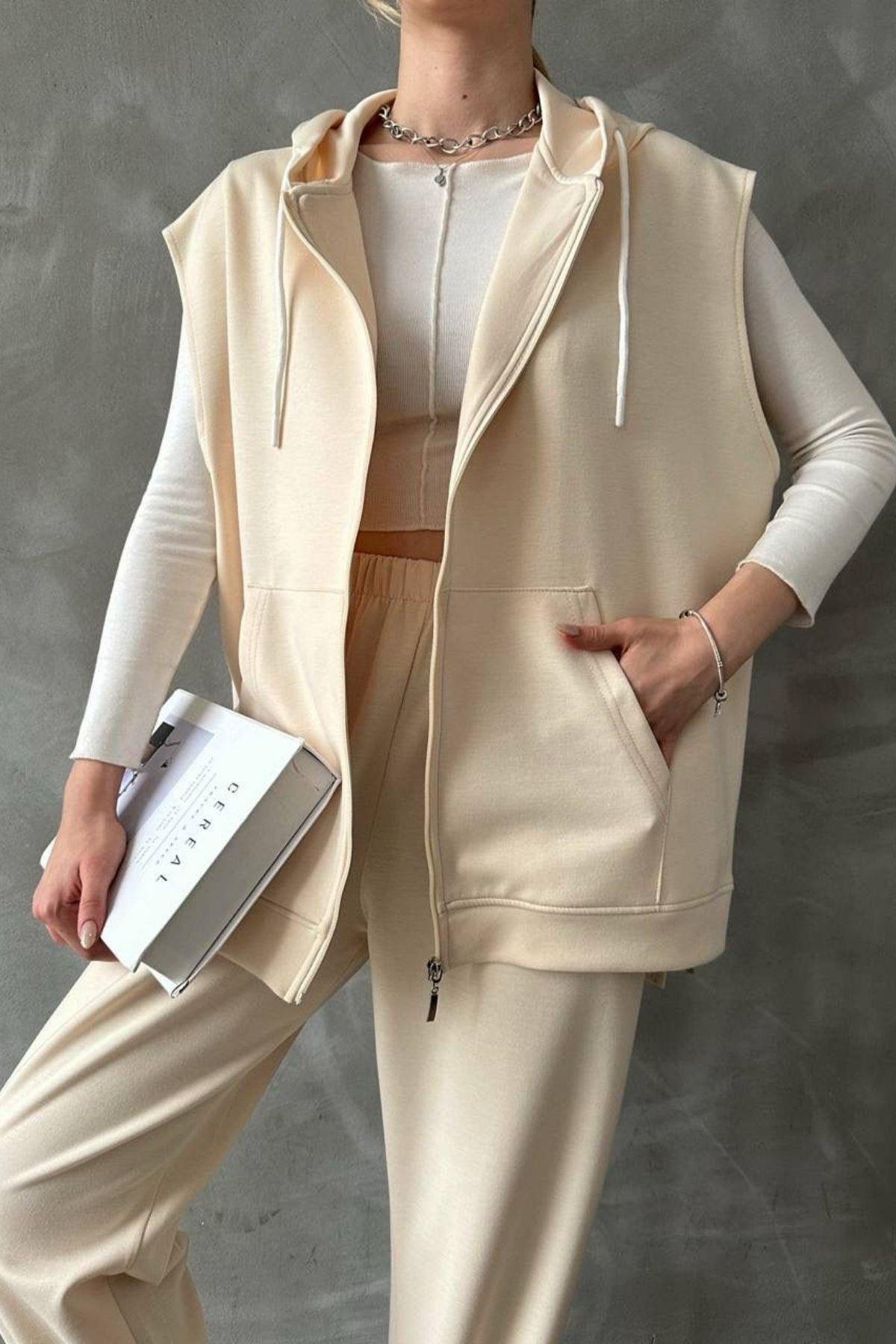 Begonia Yelek Takım Bej, Fiyatları Haza Moda | Tesettür Giyim | Begonia Yelek Takım Bej