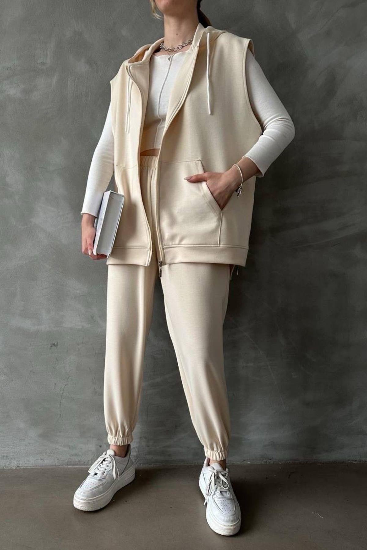 Begonia Yelek Takım Bej, Fiyatları Haza Moda | Tesettür Giyim | Begonia Yelek Takım Bej