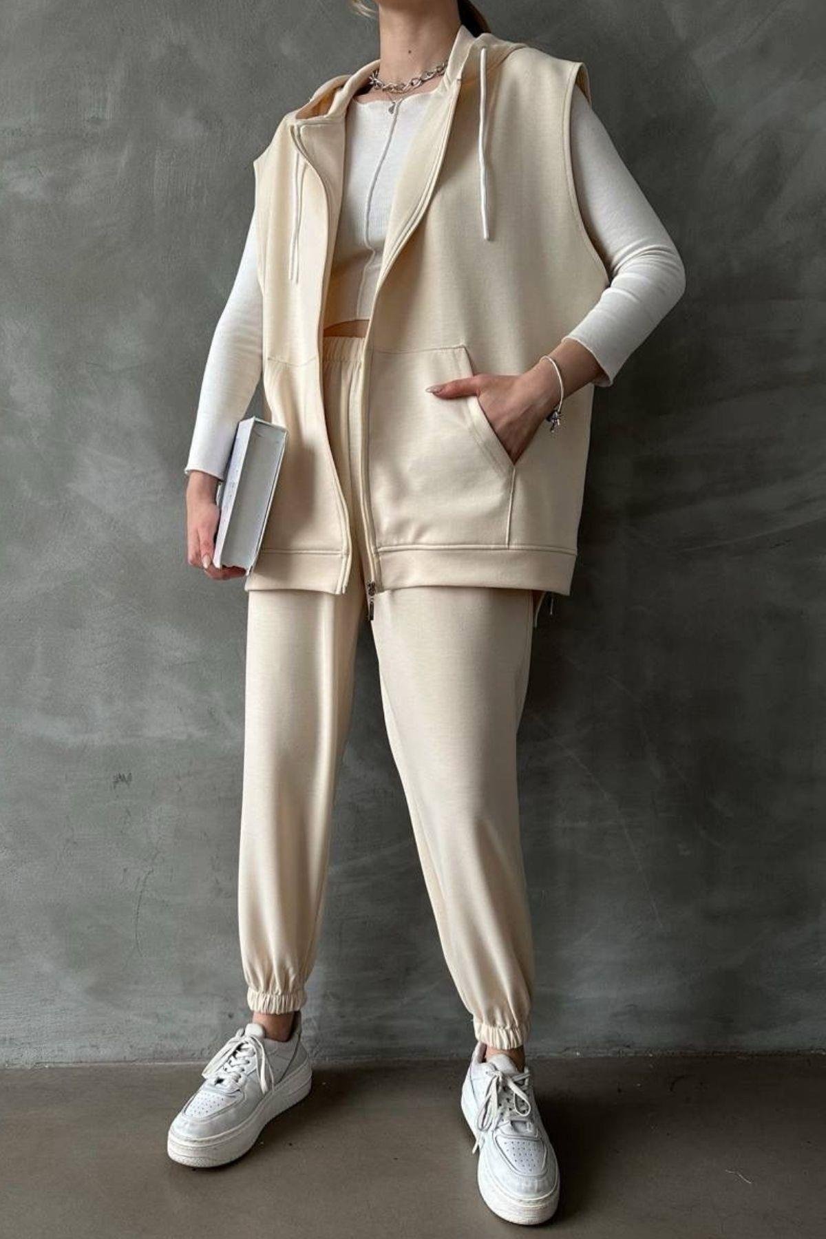 Begonia Yelek Takım Bej, Fiyatları Haza Moda | Tesettür Giyim | Begonia Yelek Takım Bej