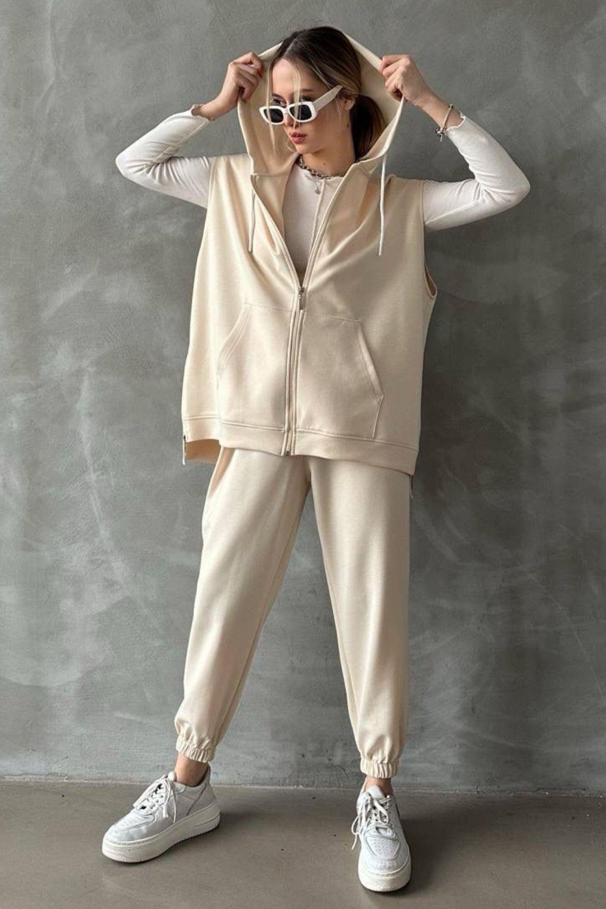 Begonia Yelek Takım Bej, Fiyatları Haza Moda | Tesettür Giyim | Begonia Yelek Takım Bej