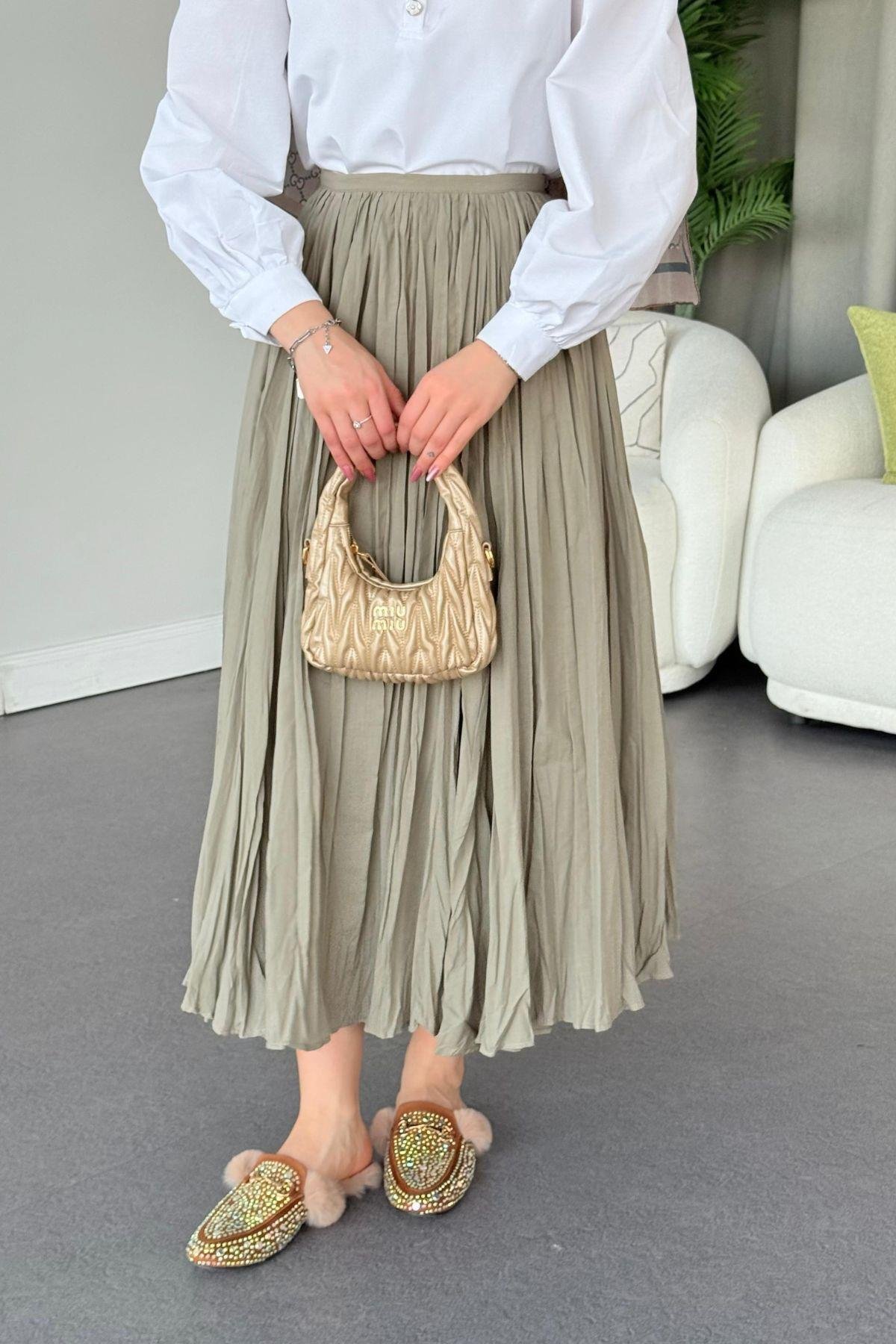 Begonya Etek Mint, Fiyatları Haza Moda | Tesettür Giyim | Begonya Etek Mint