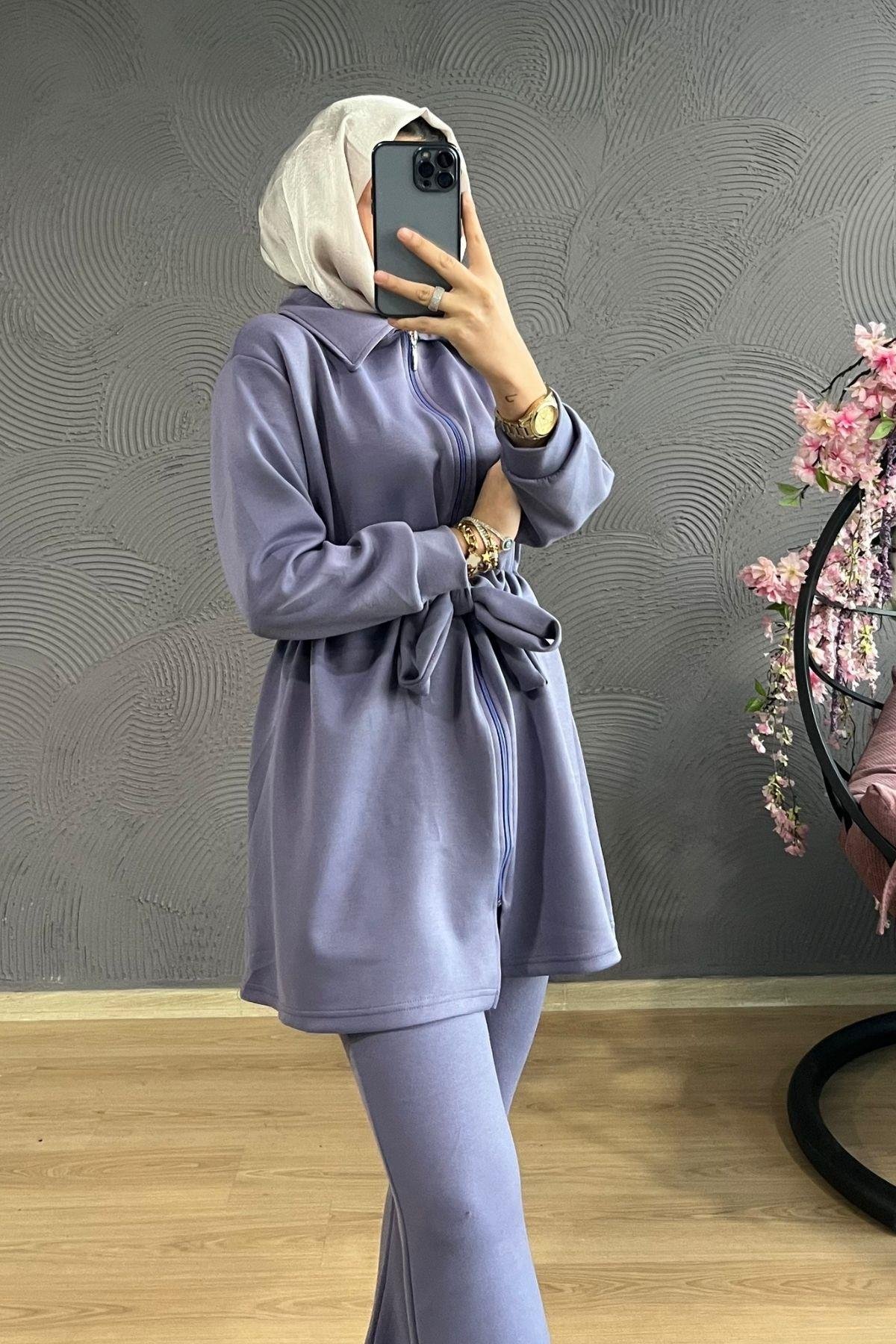 Beli Bağlamalı Oyso Takım LİLA, Fiyatları Taşlı Oyso Takım-LİLA – Haza Moda | Tesettür Giyim