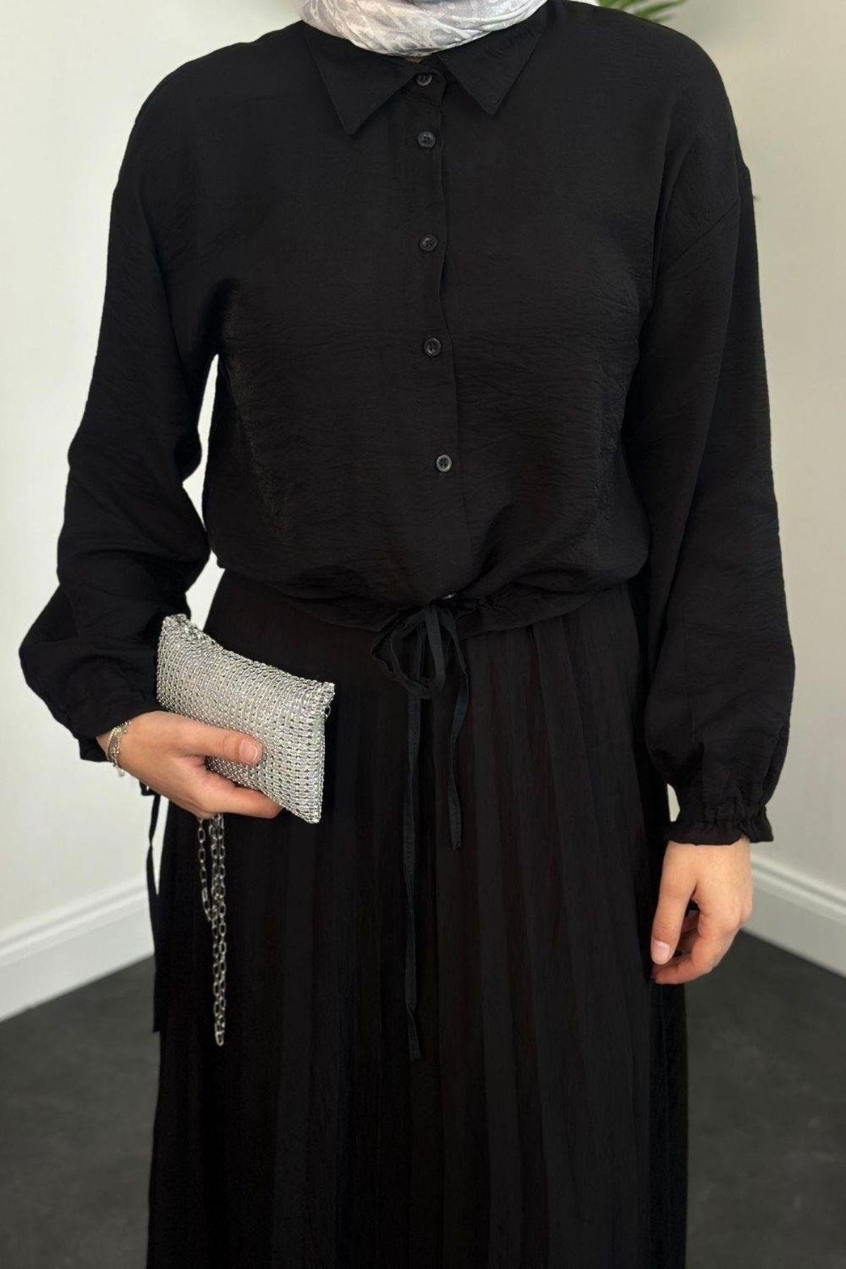 Beli Büzgülü Etekli Takım Siyah, Fiyatları 