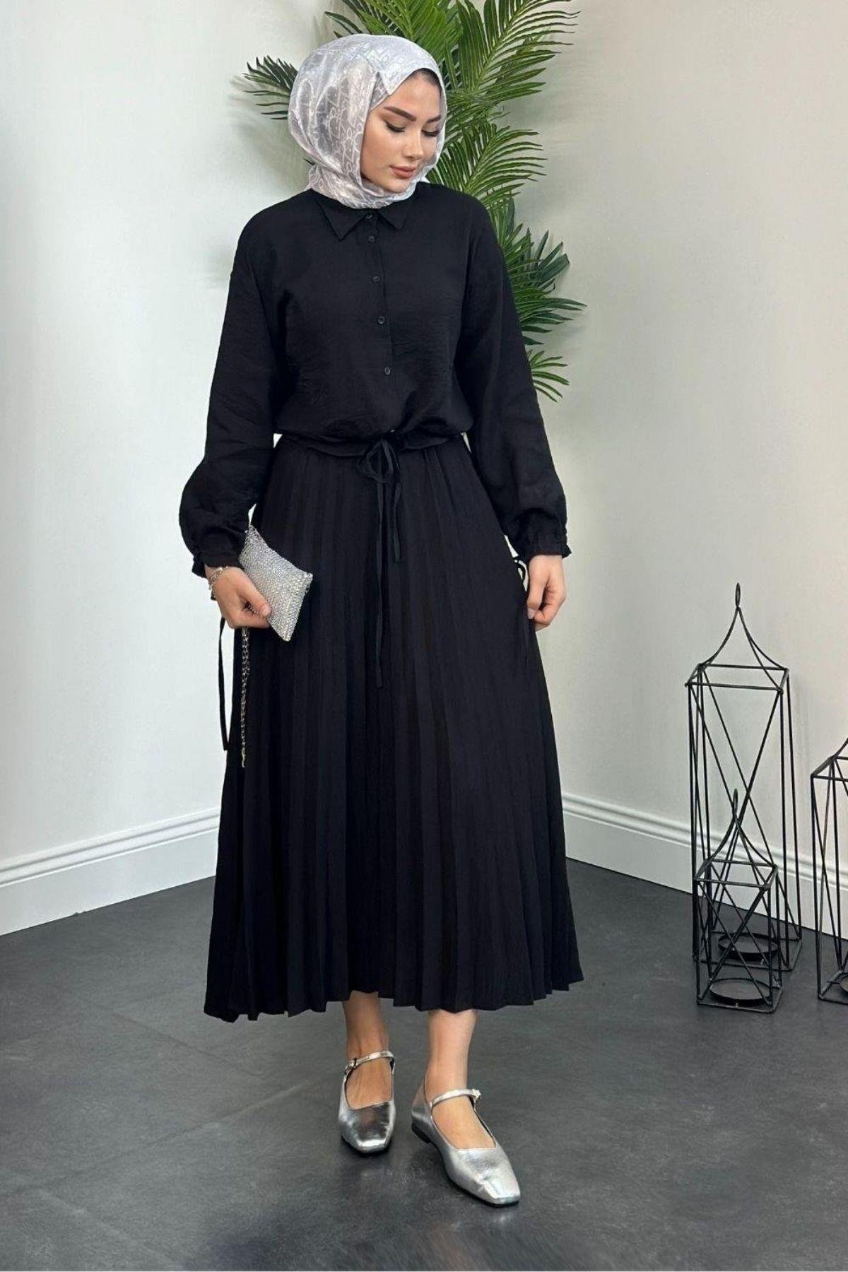 Beli Büzgülü Etekli Takım Siyah, Fiyatları 