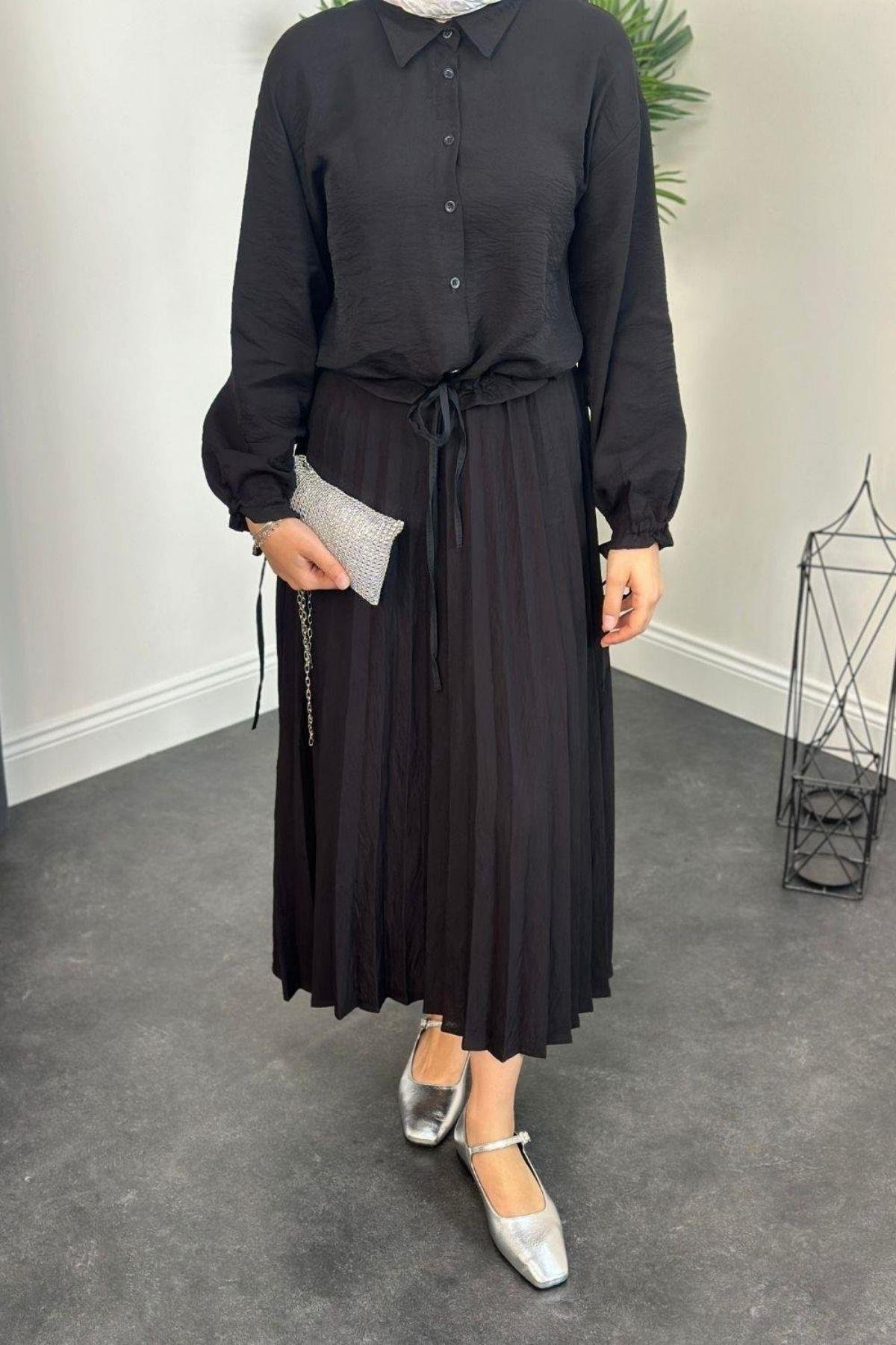 Beli Büzgülü Etekli Takım Siyah, Fiyatları 