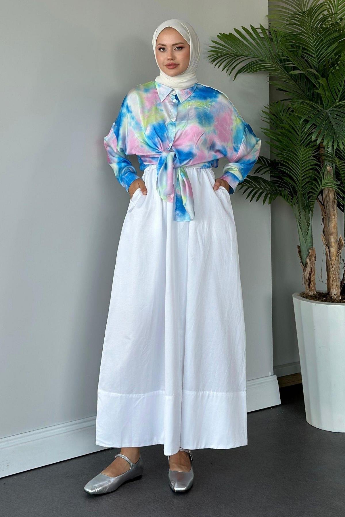 Beli Lastikli Uzun Etek Beyaz, Fiyatları 