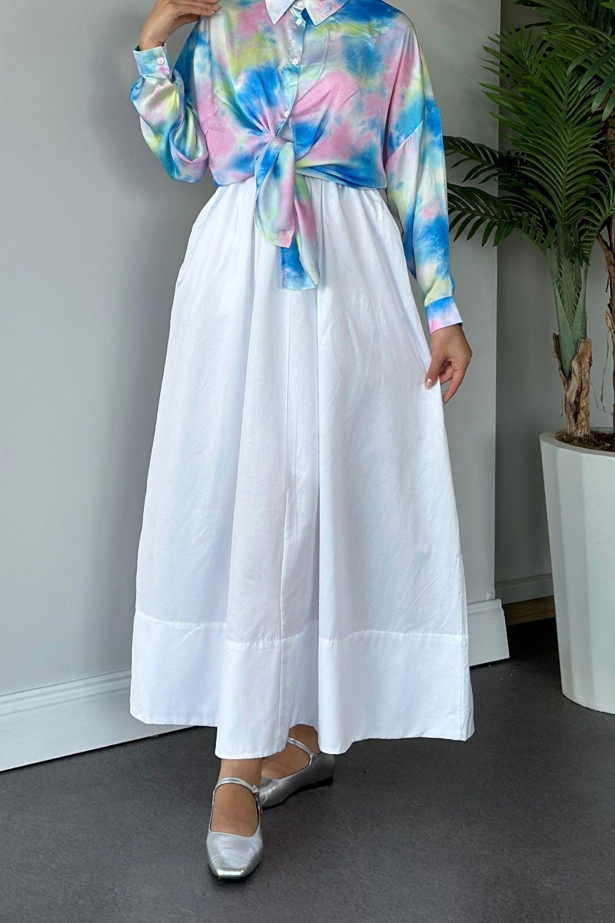 Beli Lastikli Uzun Etek Beyaz, Fiyatları 