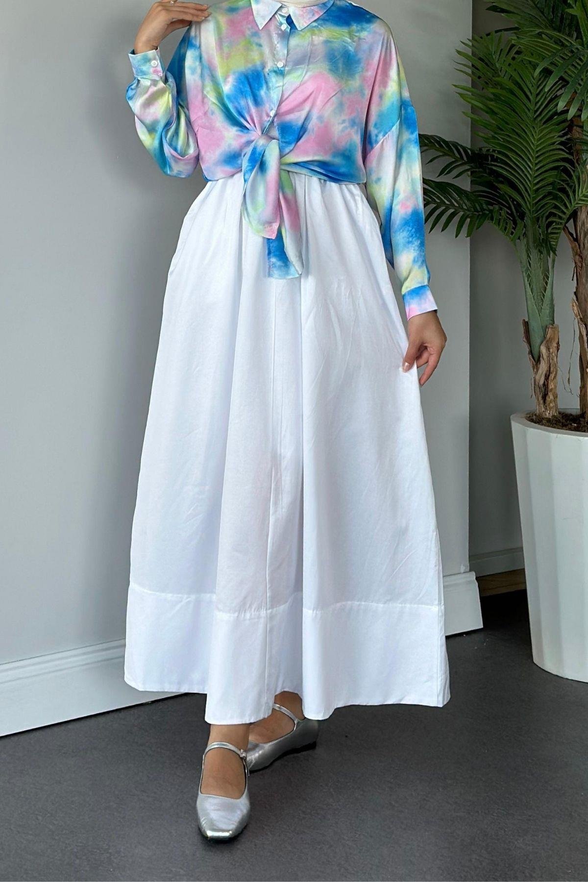 Beli Lastikli Uzun Etek Beyaz, Fiyatları 