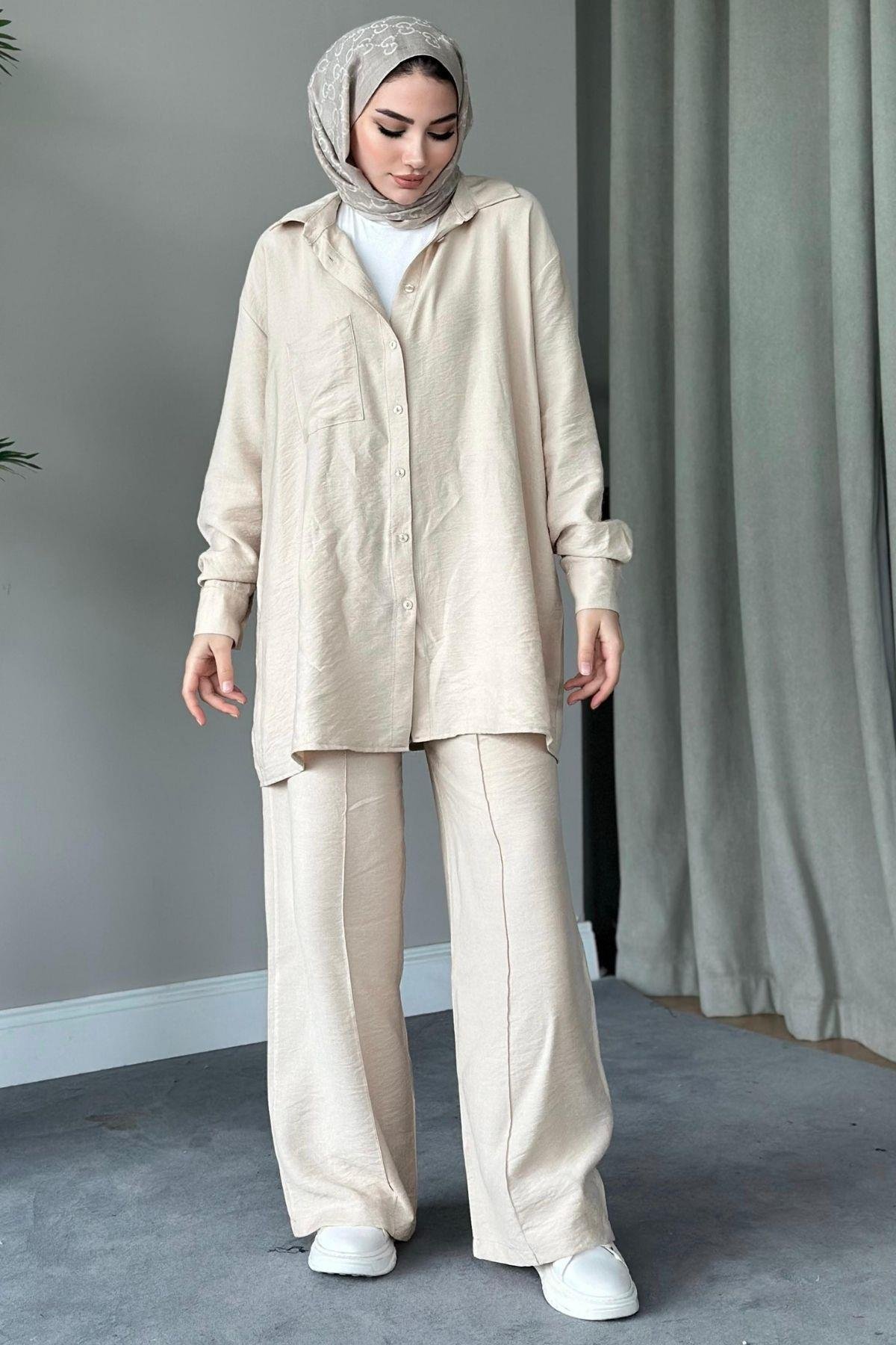 Bery Keten Takım Bej, Fiyatları 