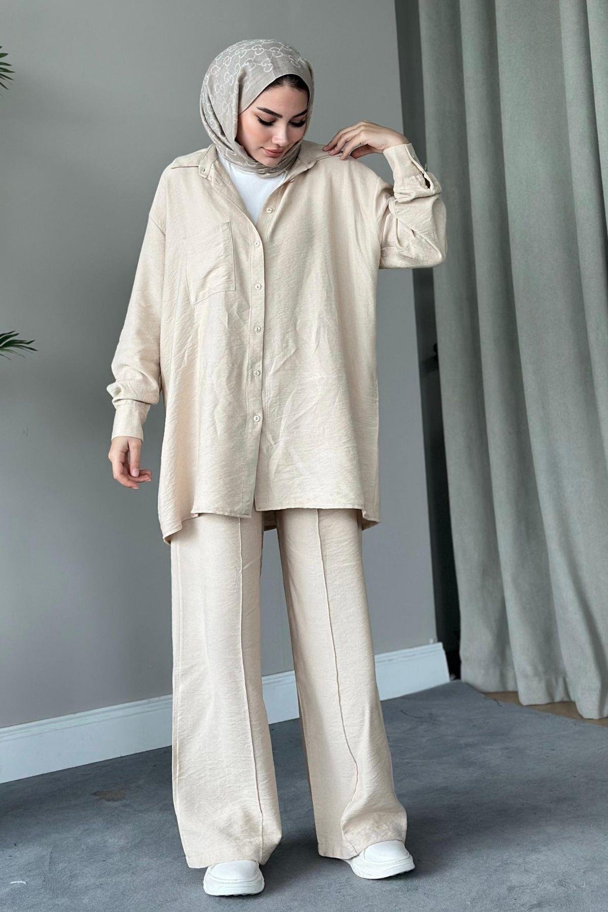 Bery Keten Takım Bej, Fiyatları 