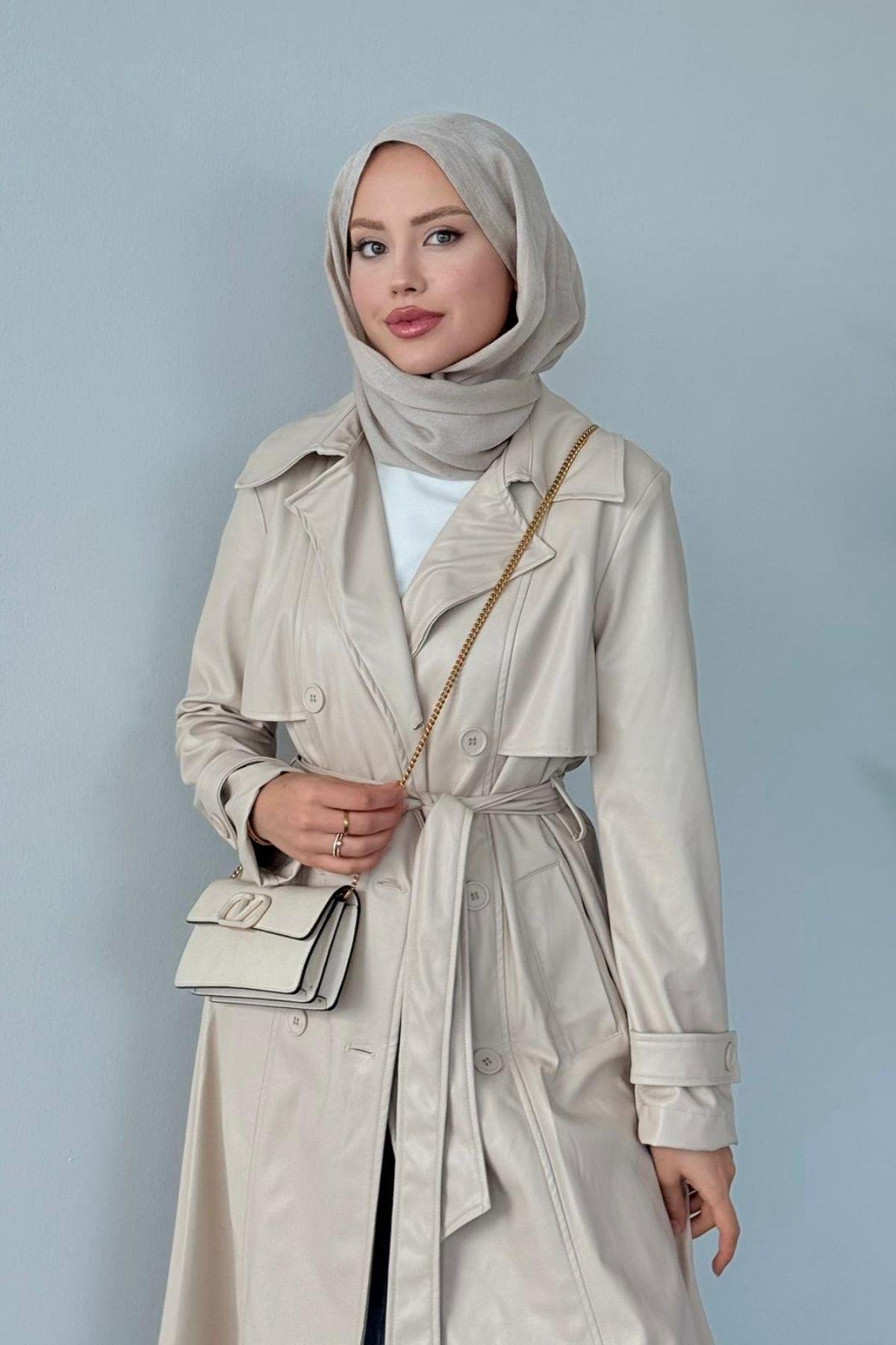 Beta Deri Trençkot Bej, Fiyatları Beta Deri Trençkot Bej- Haza Moda 