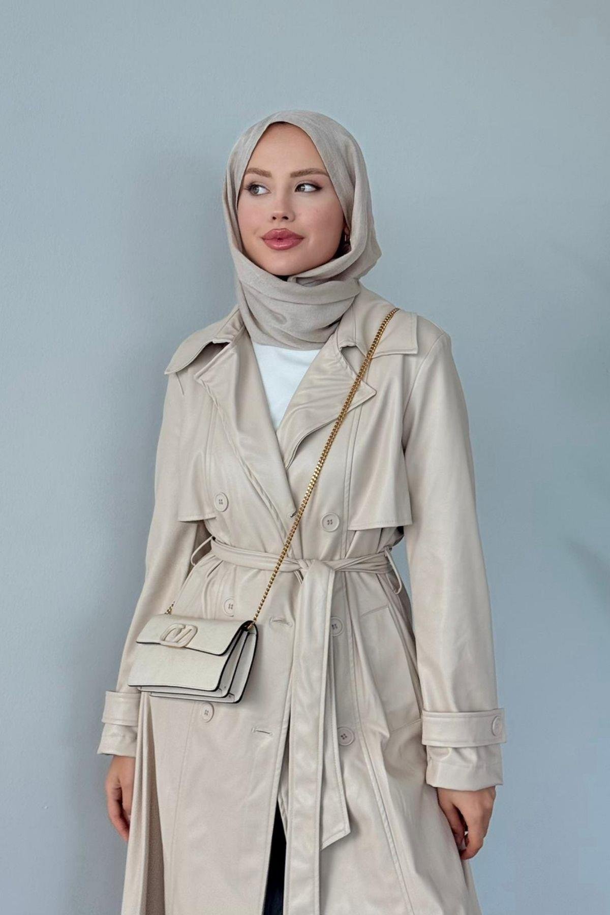 Beta Deri Trençkot Bej, Fiyatları Beta Deri Trençkot Bej- Haza Moda 