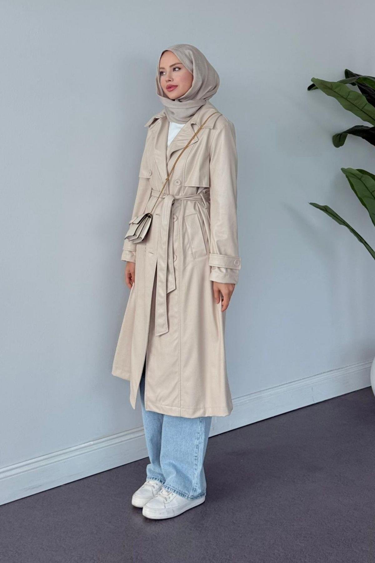 Beta Deri Trençkot Bej, Fiyatları Beta Deri Trençkot Bej- Haza Moda 