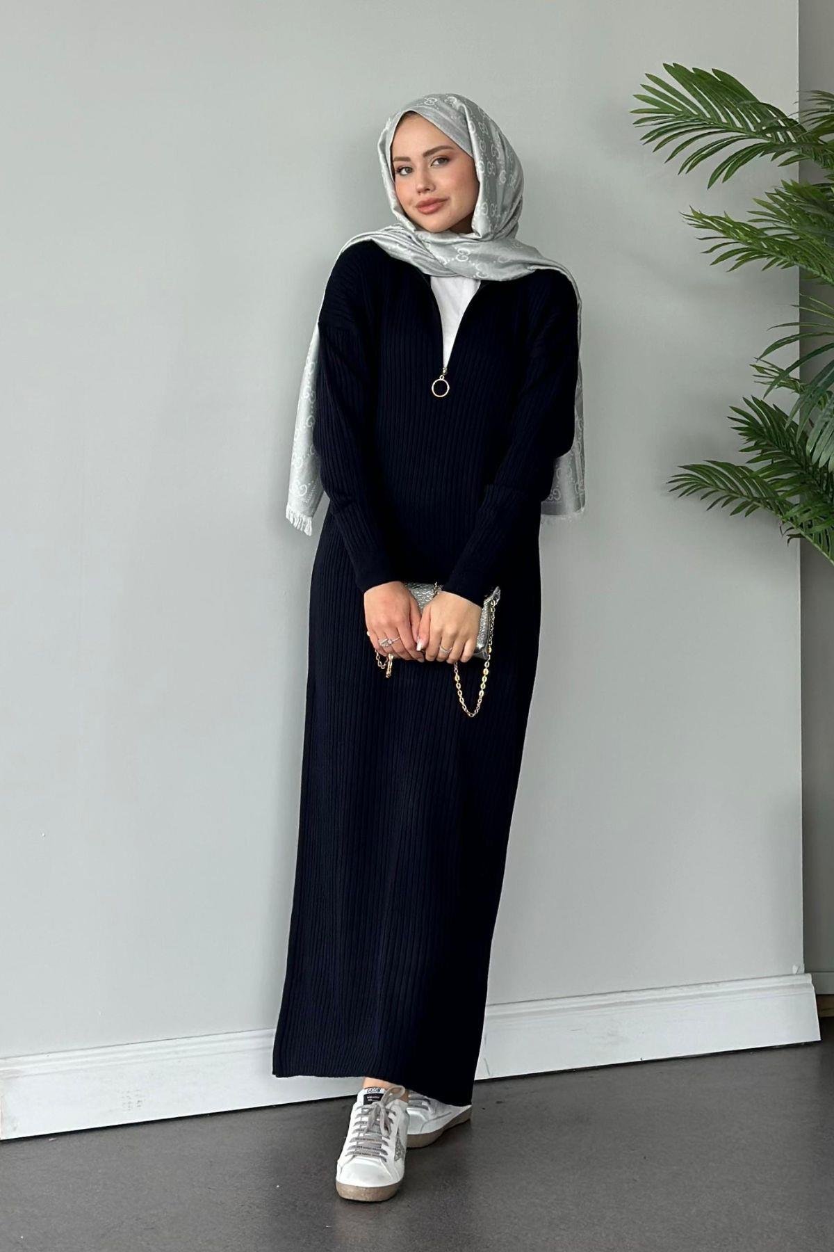 Bisiklet Yaka Triko Elbise Lacivert, Fiyatları 