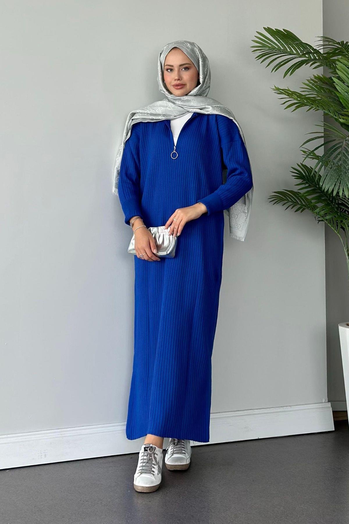 Bisiklet Yaka Triko Elbise Saks, Fiyatları 