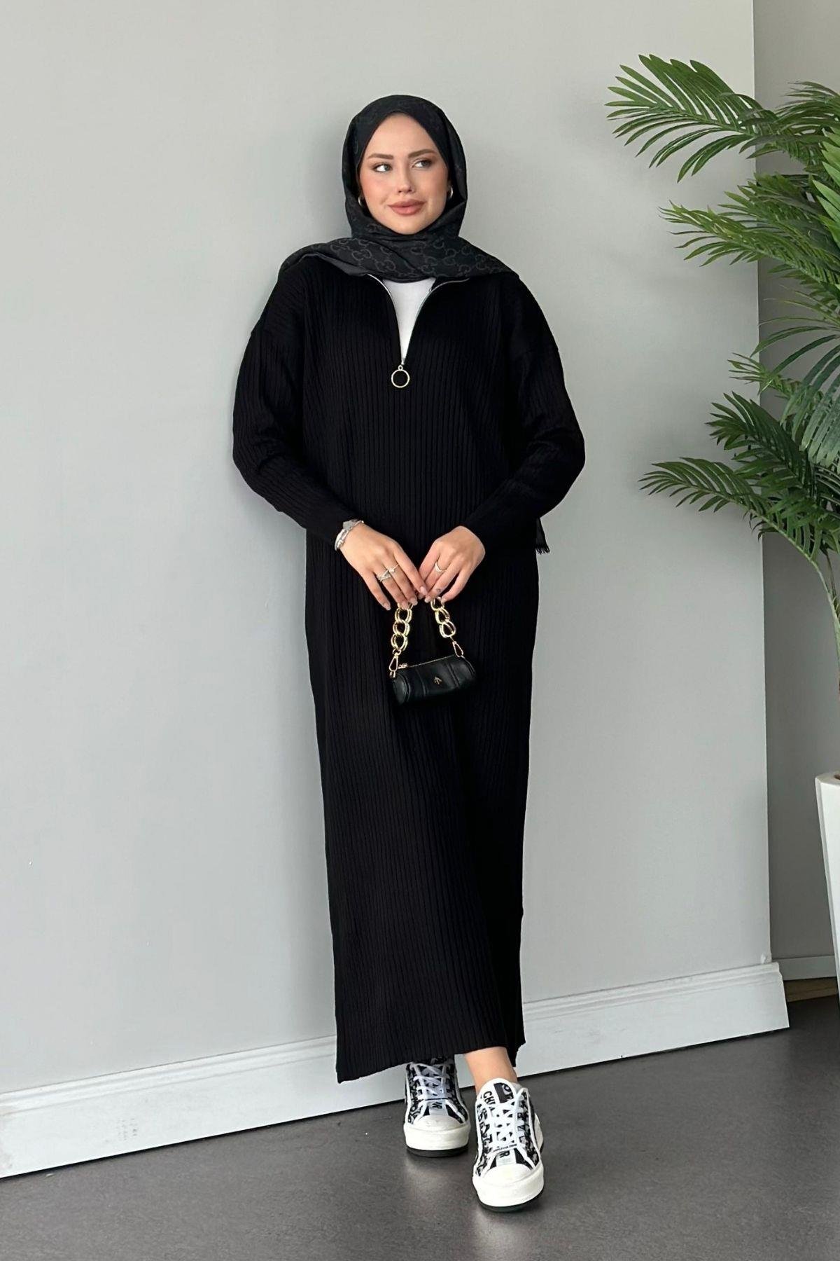 Bisiklet Yaka Triko Elbise Siyah, Fiyatları 