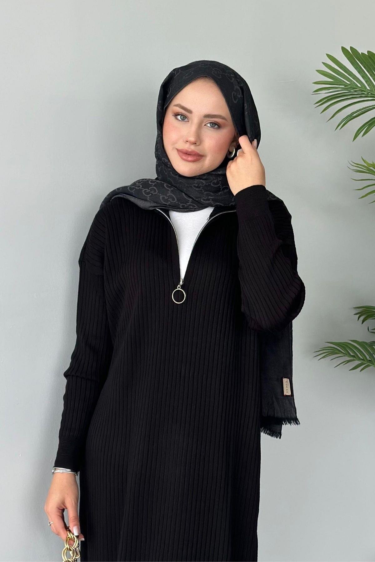 Bisiklet Yaka Triko Elbise Siyah, Fiyatları 