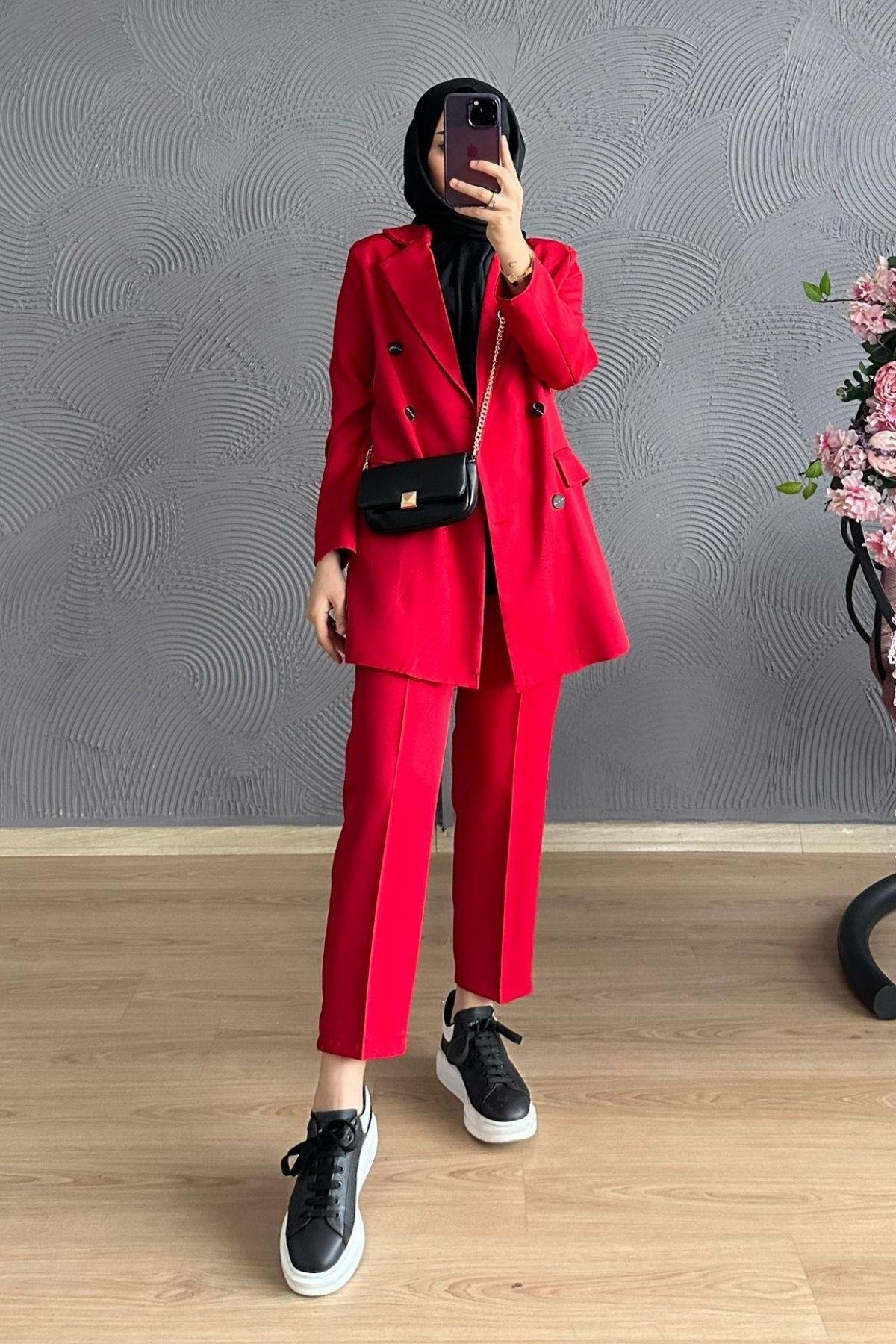 Blazer Ceketli Takım Kırmızı, Fiyatları 