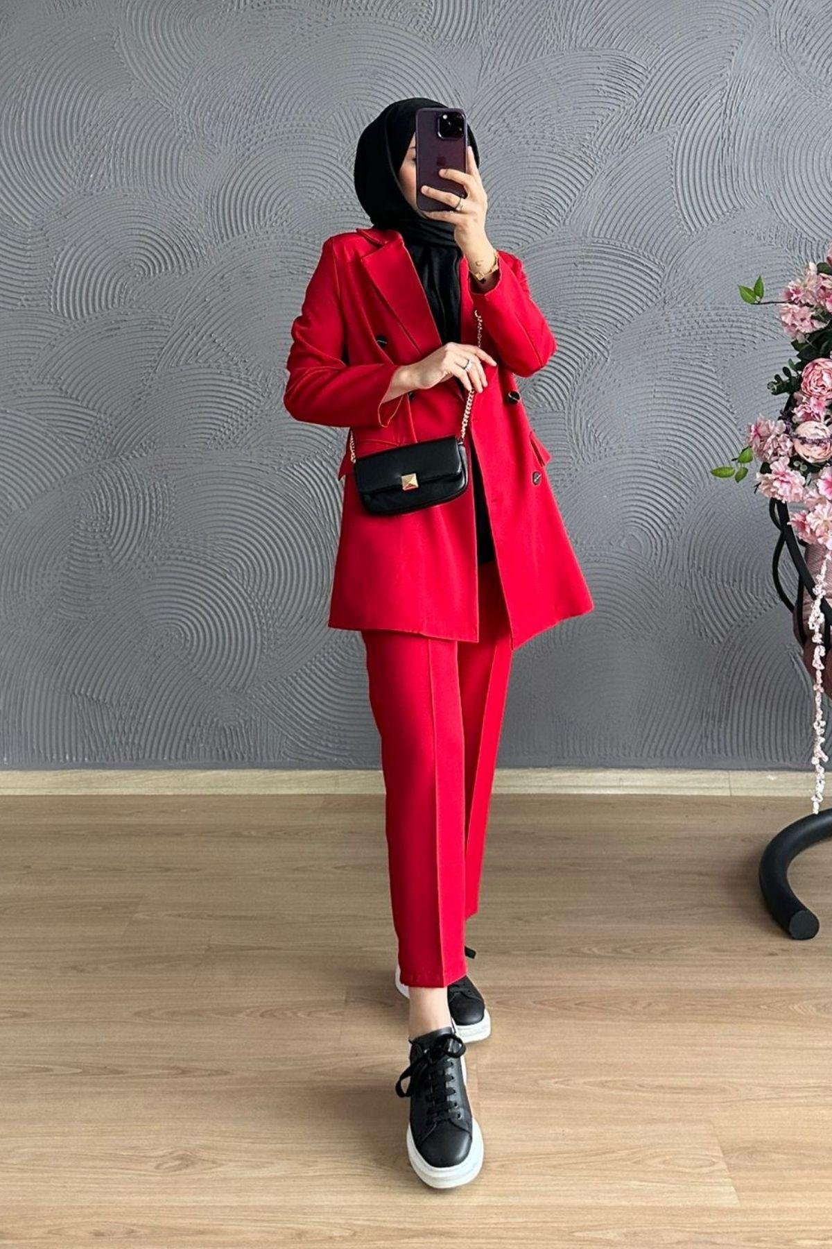 Blazer Ceketli Takım Kırmızı, Fiyatları 